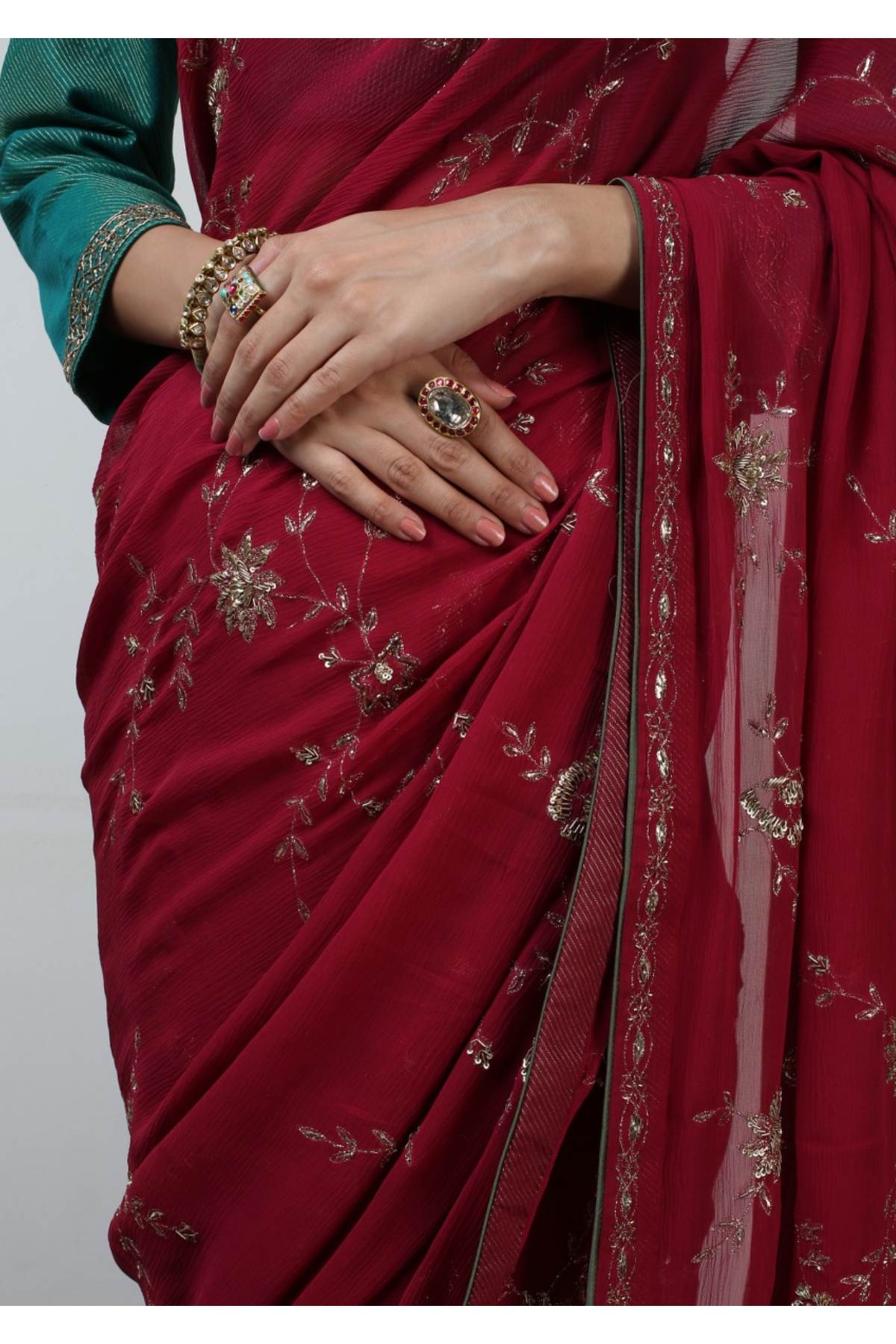 Chiffon Ari Saree Set