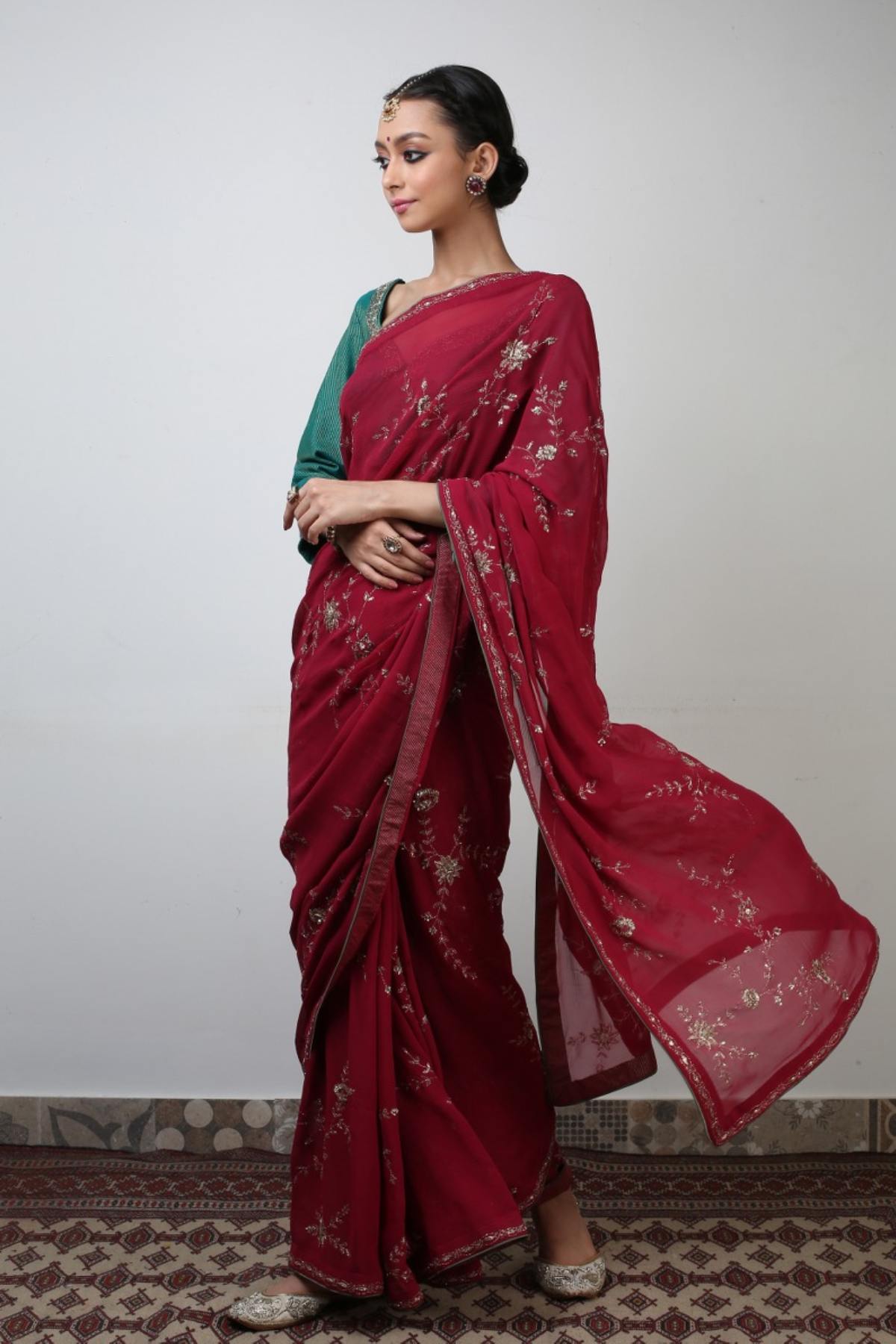 Chiffon Ari Saree Set