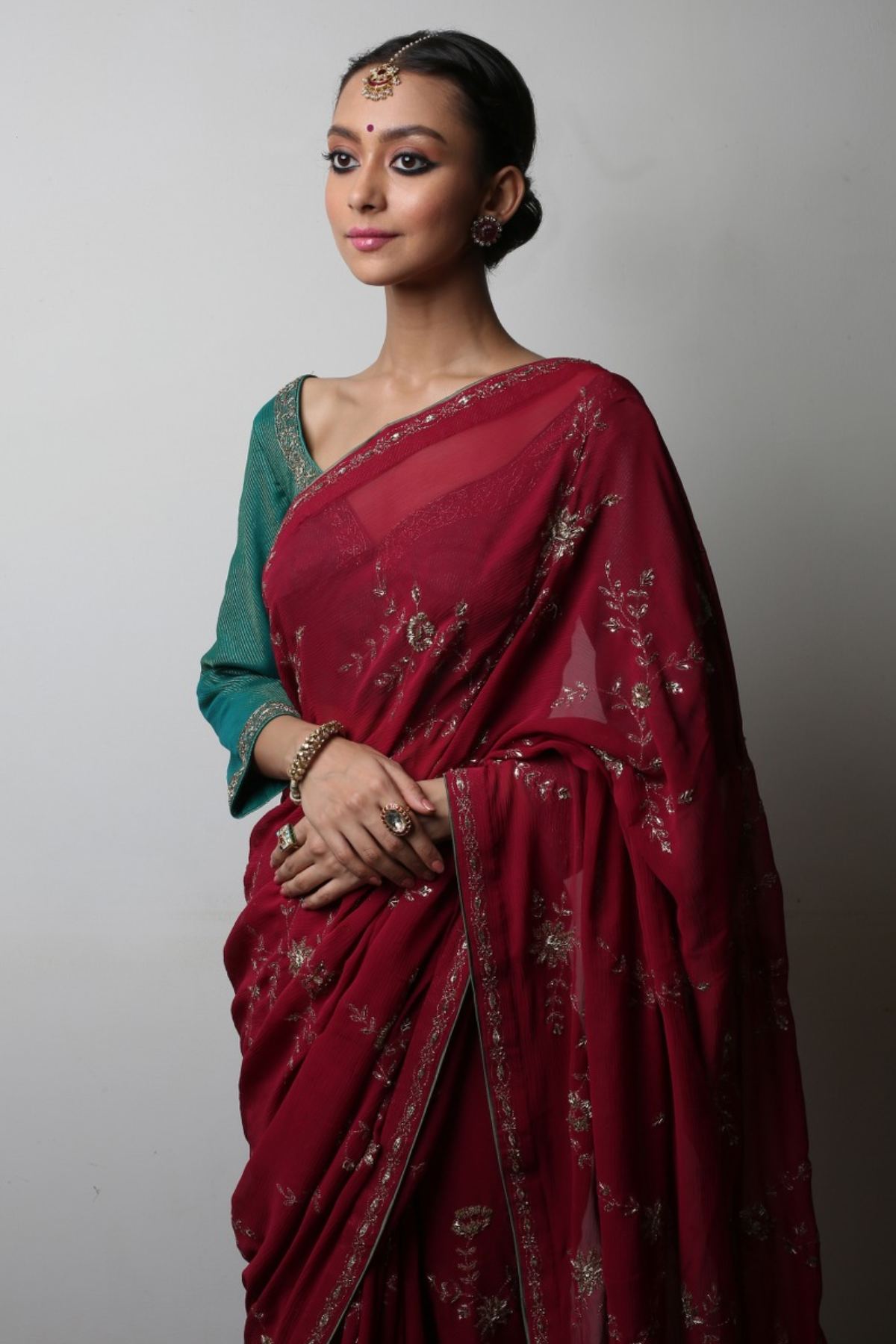 Chiffon Ari Saree Set