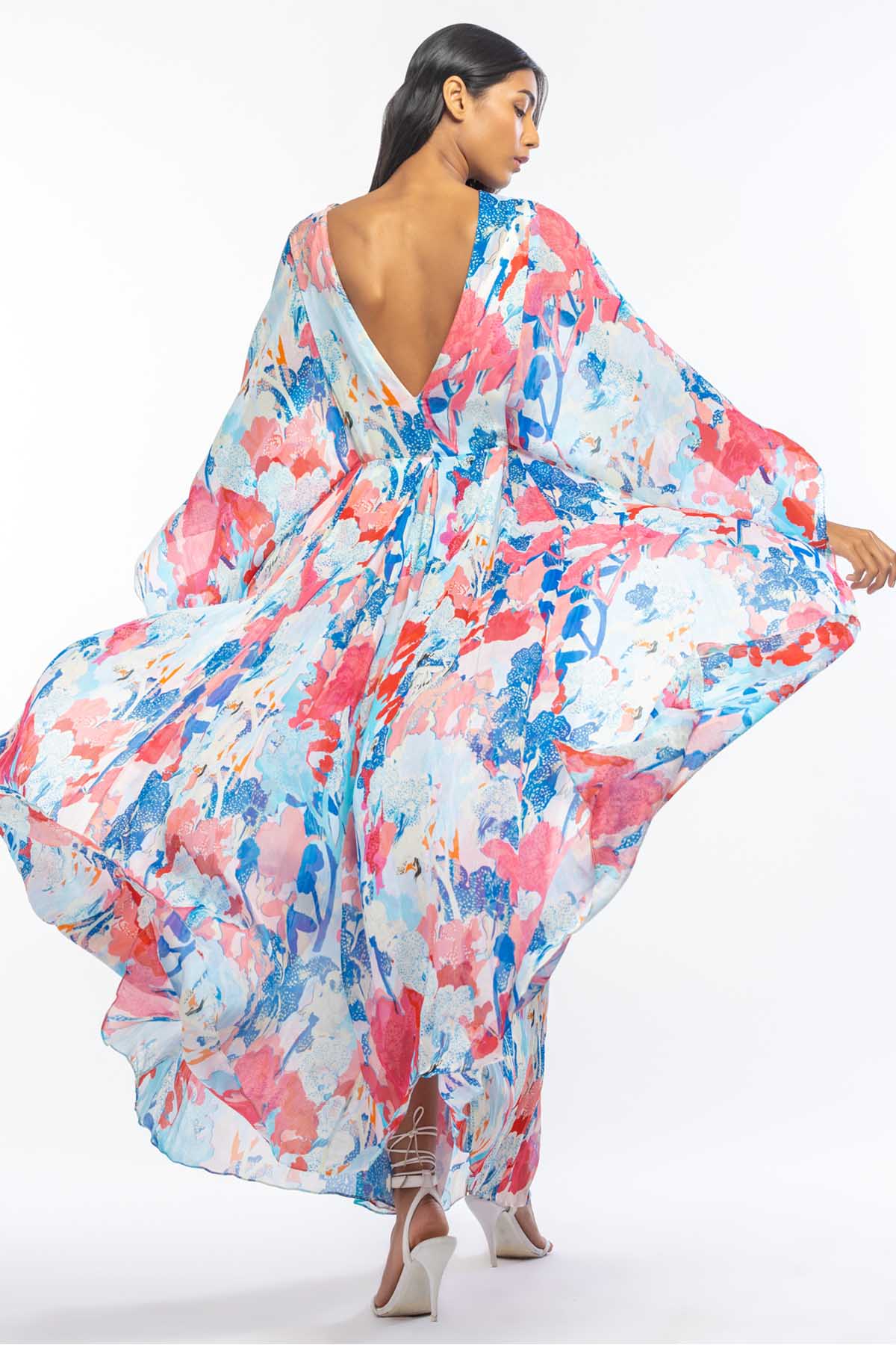 Chiffon Pleated Belted Kaftan