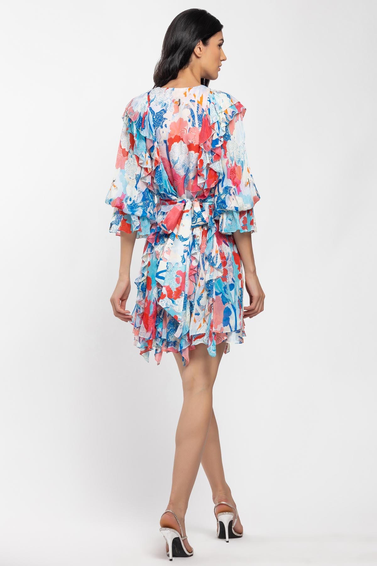Chiffon Printed Frill Dress