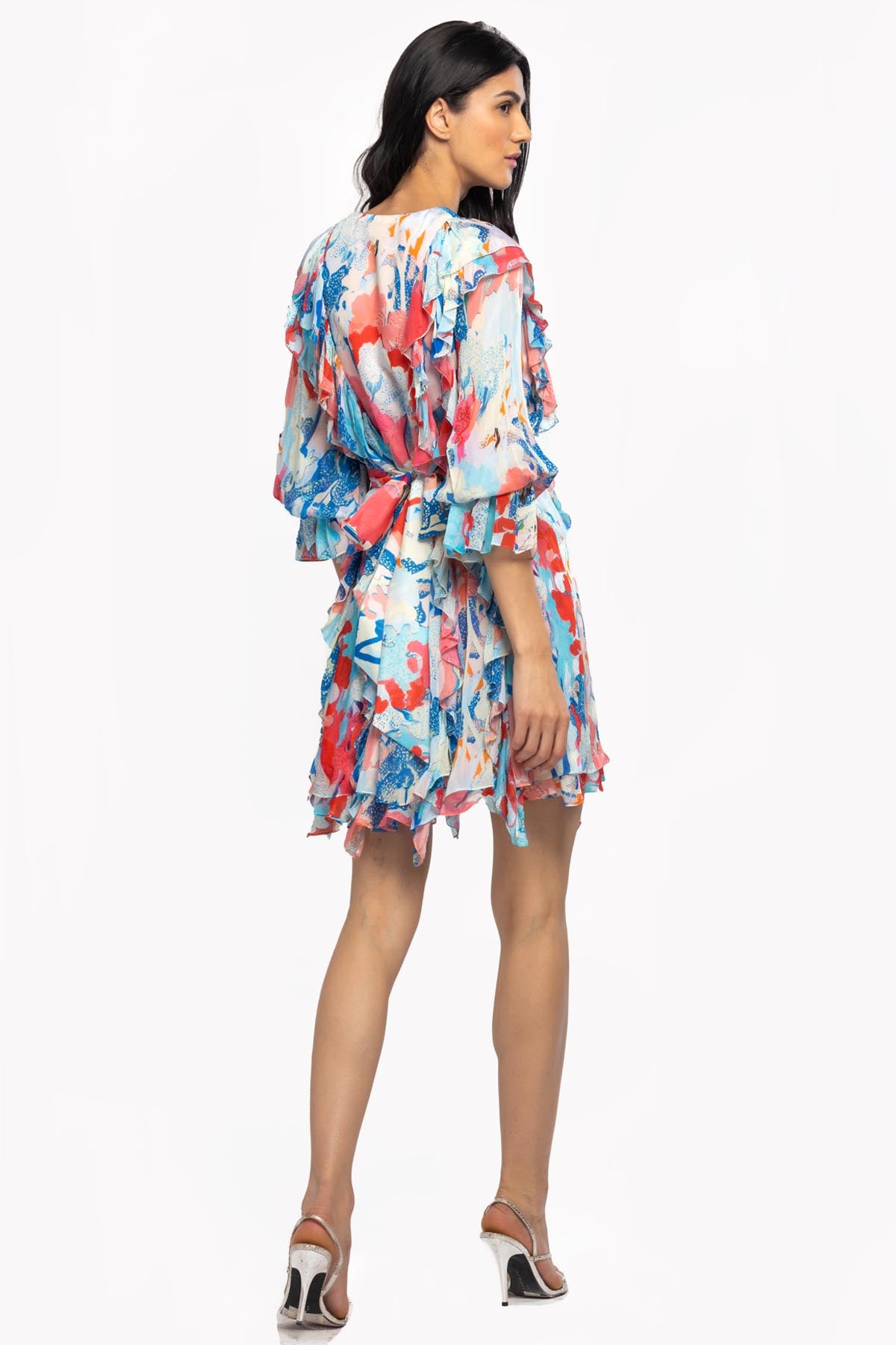 Chiffon Printed Frill Dress