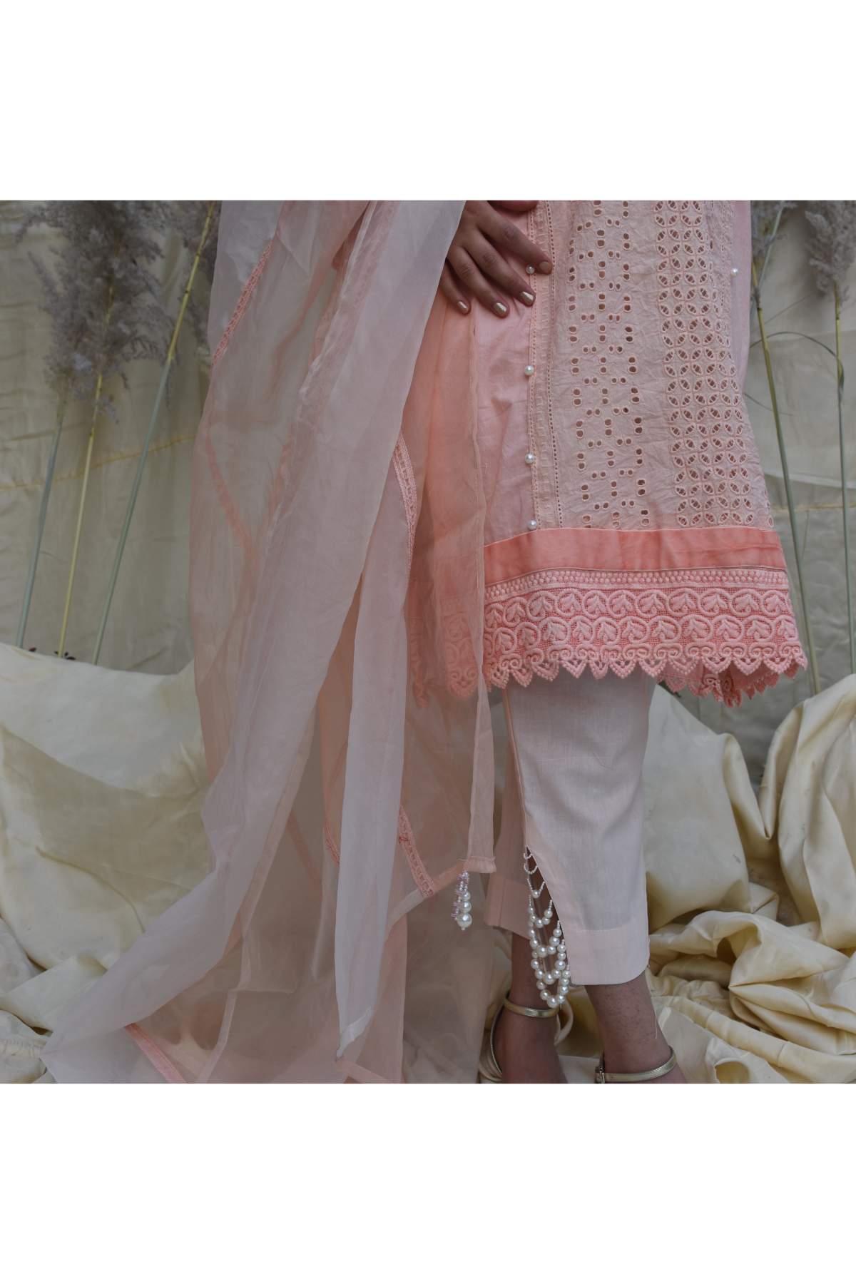 Pink Pearl Embellished Kurta Set