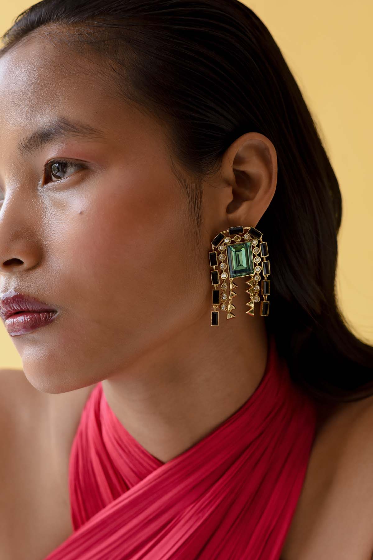 Green Chunky Statement Earrings
