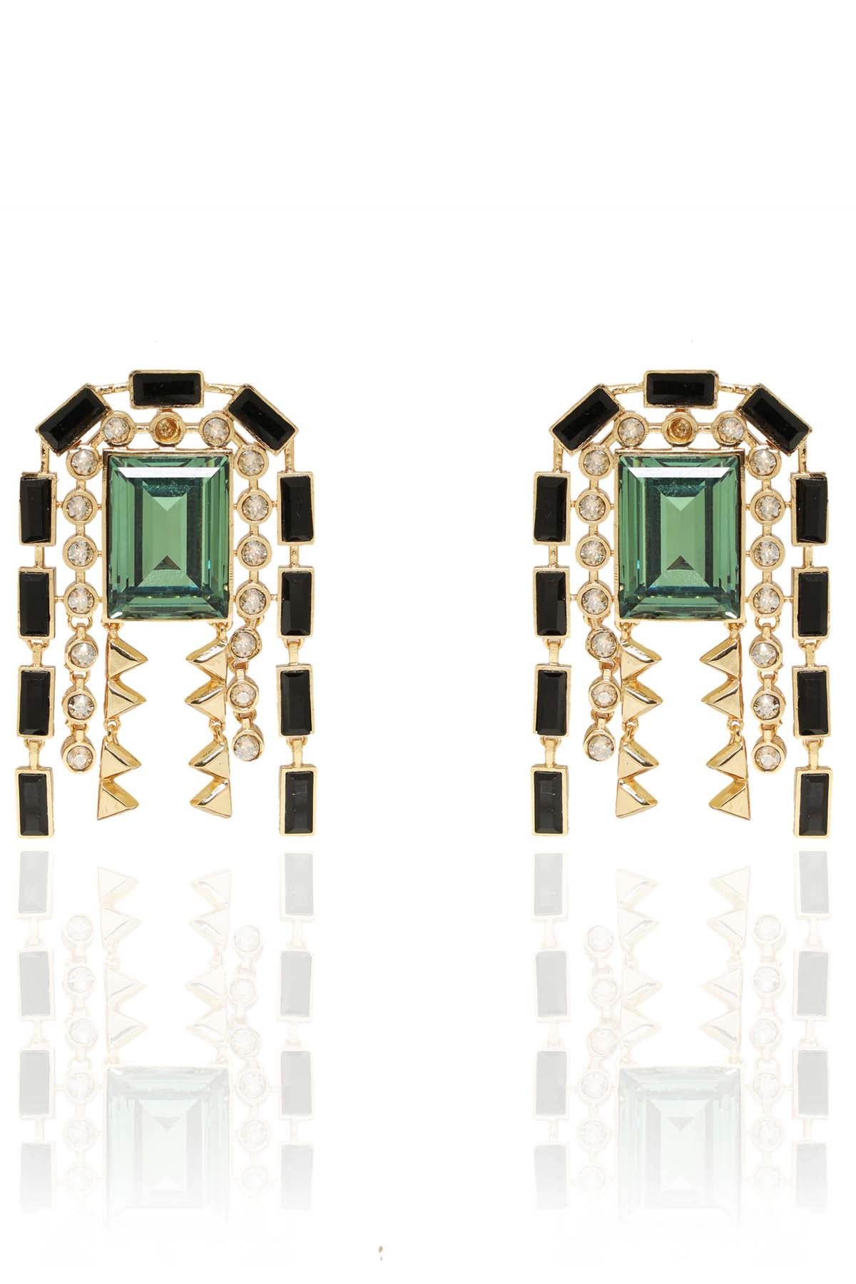 Green Chunky Statement Earrings