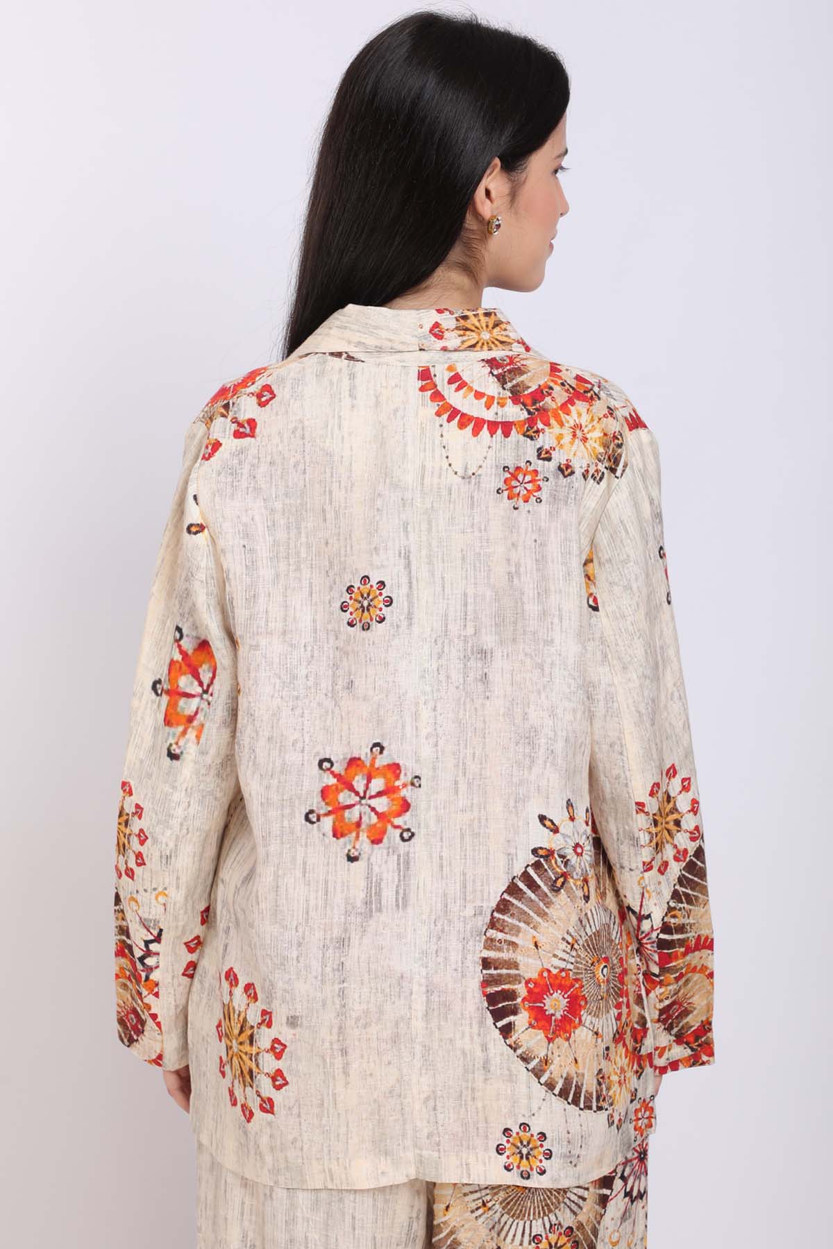 Circle Printed Linen Blazer