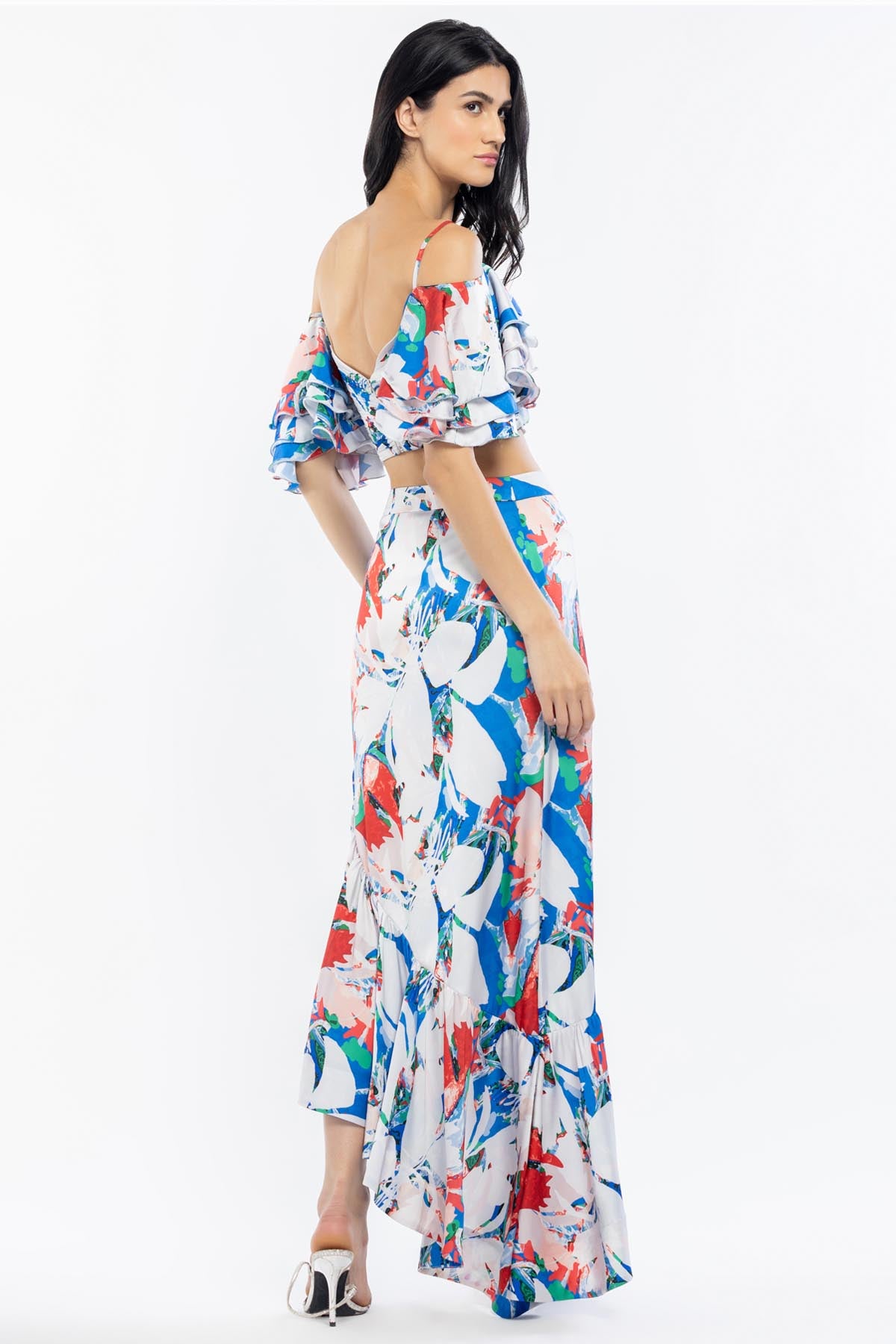 Cold Shoulder Abstract Skirt Set