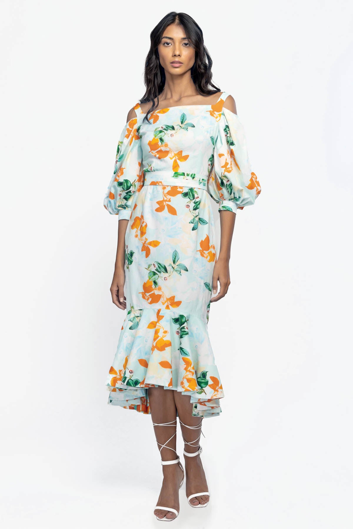Buy Cold Shoulder Floral Dress by Mandira Wirk