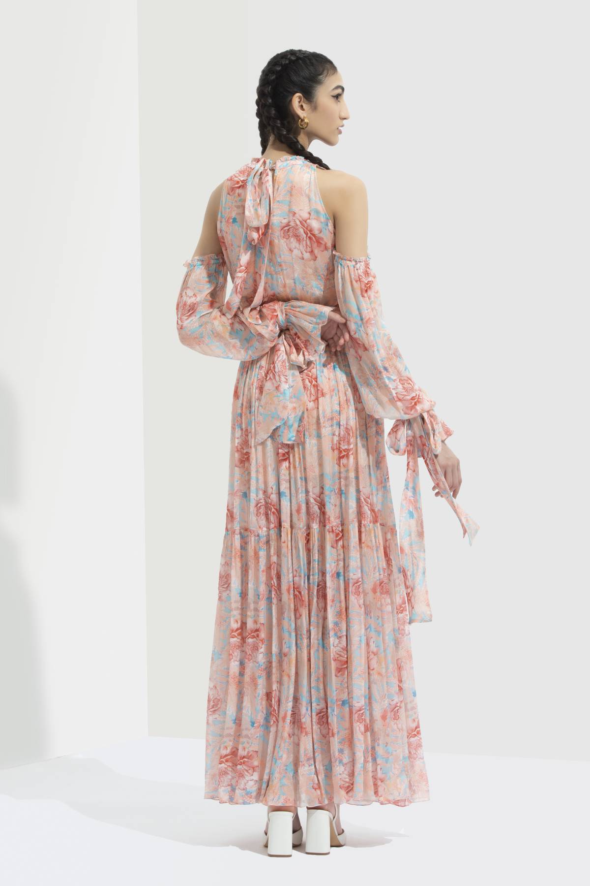 Cold Shoulder Print Dress