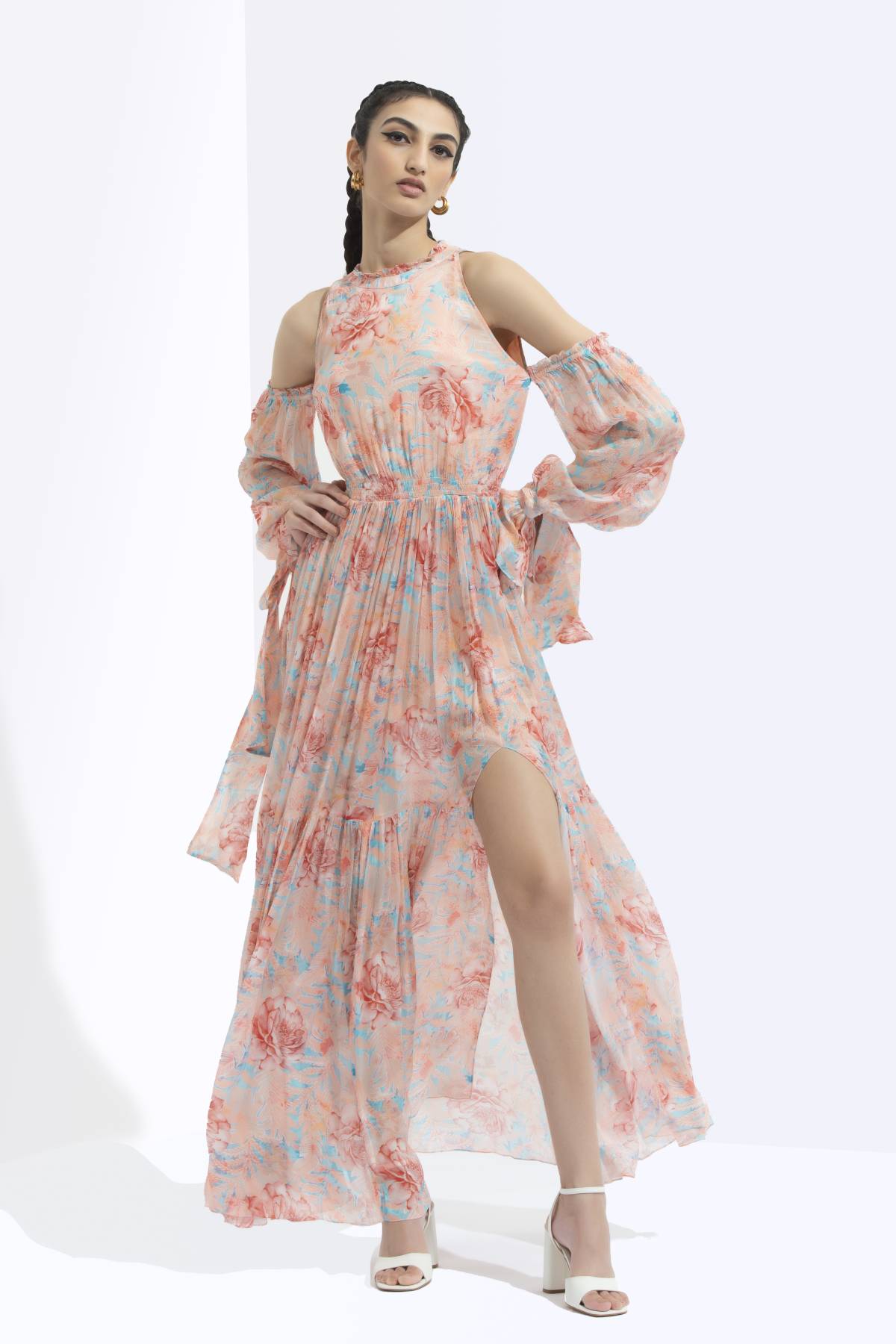 Cold Shoulder Print Dress