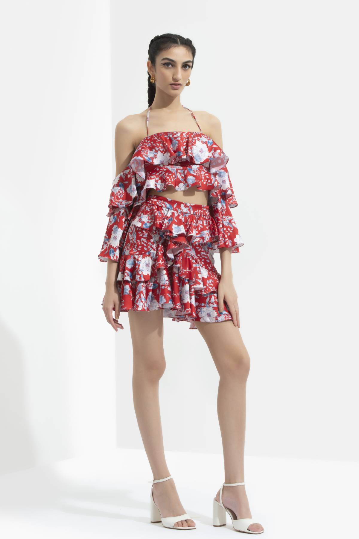 Buy Cold Shoulder Skirt Set by Mandira Wirk