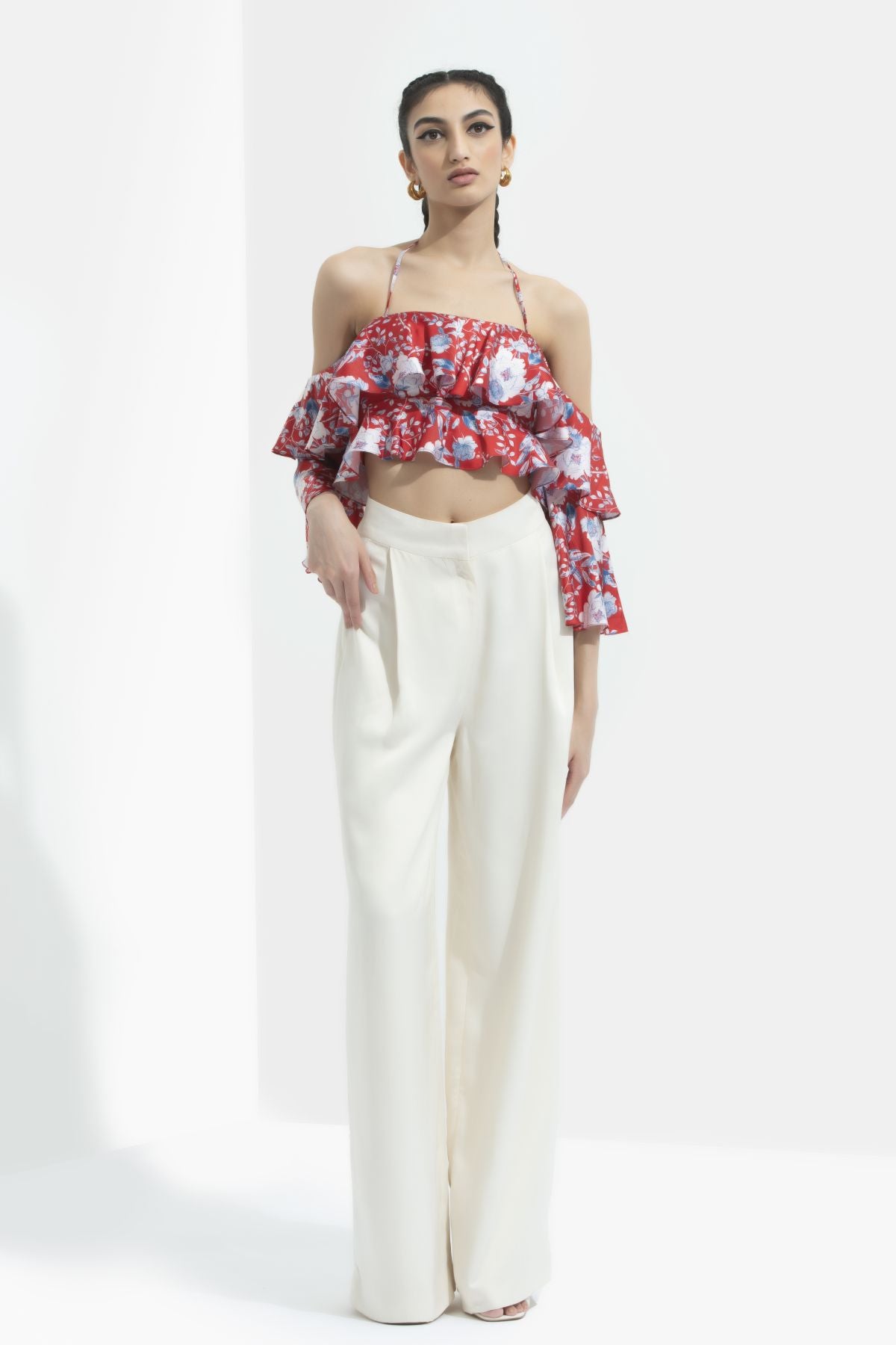 Cold Shoulder Trouser Set