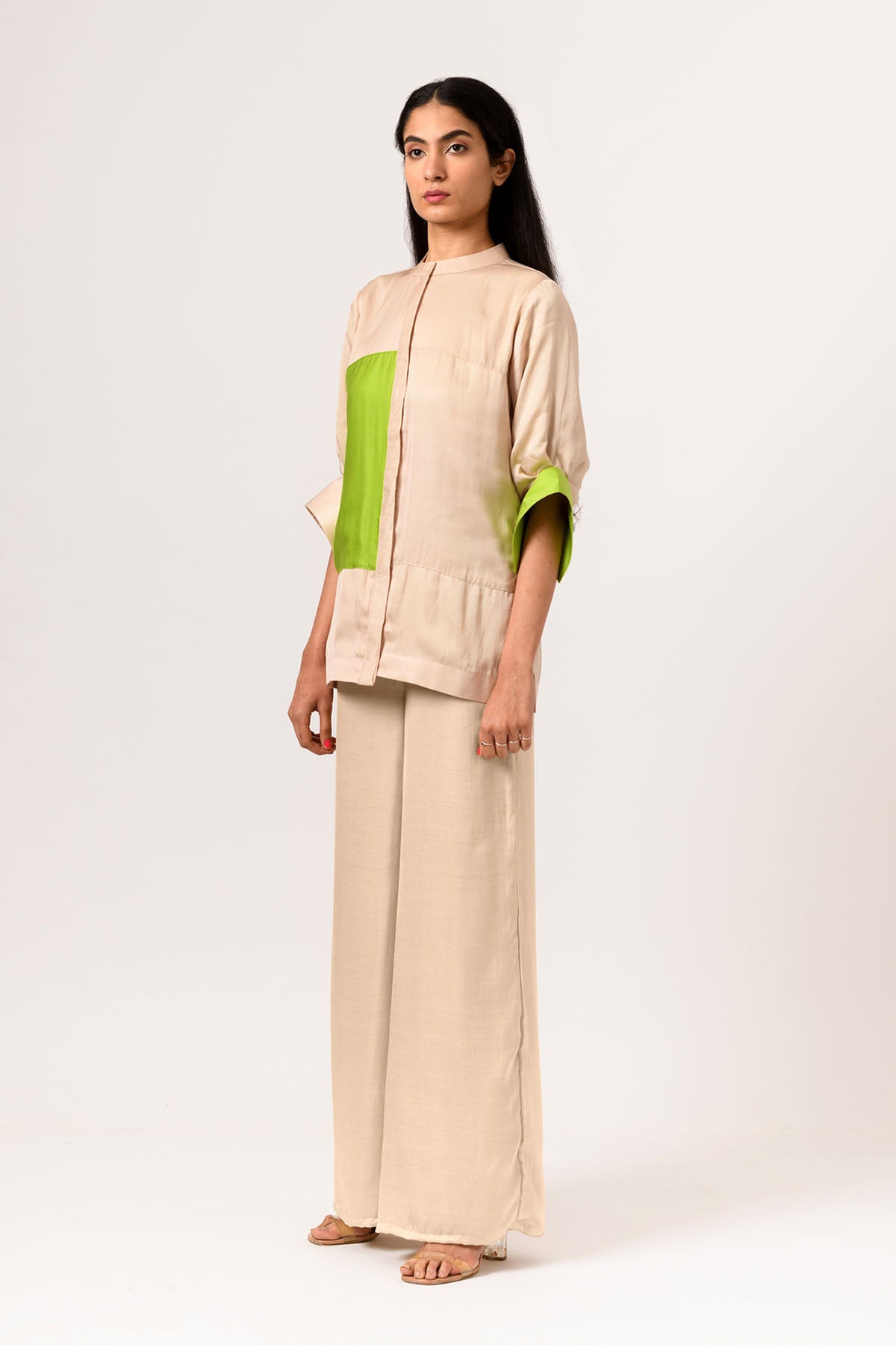 Colorblock Silk Top & Pants