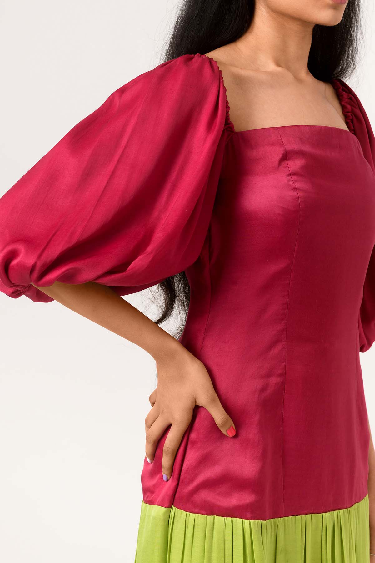 Colour Block Gather Dress