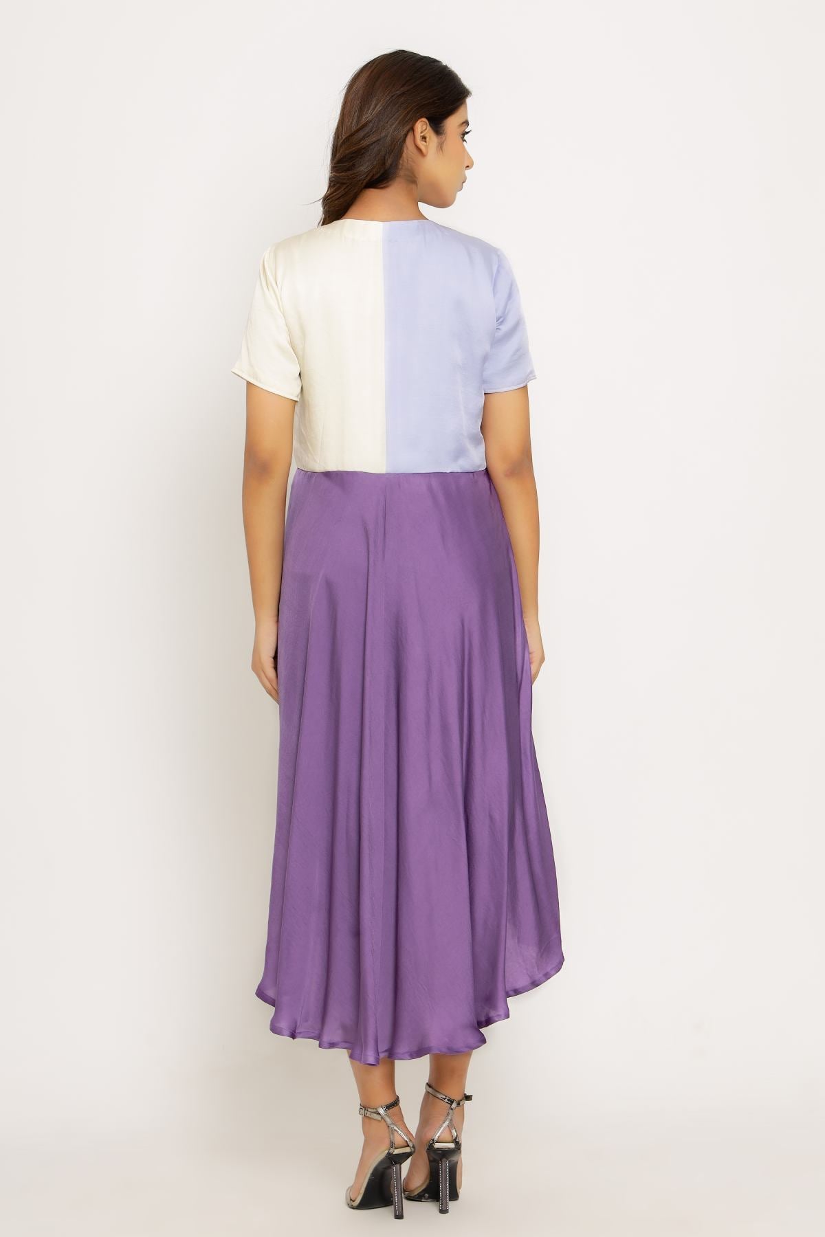 Tri Colorblock Gathered Dress