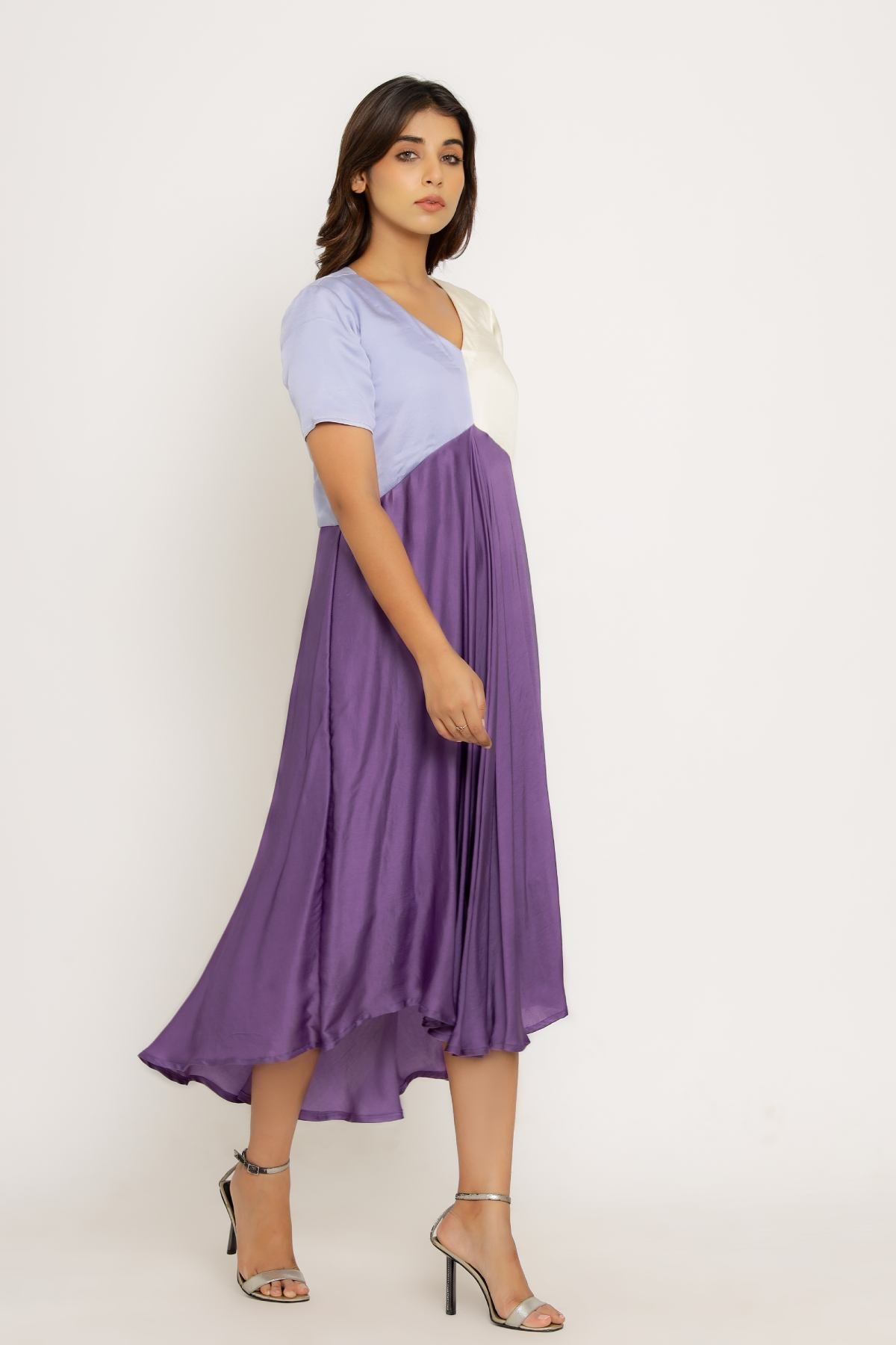 Tri Colorblock Gathered Dress