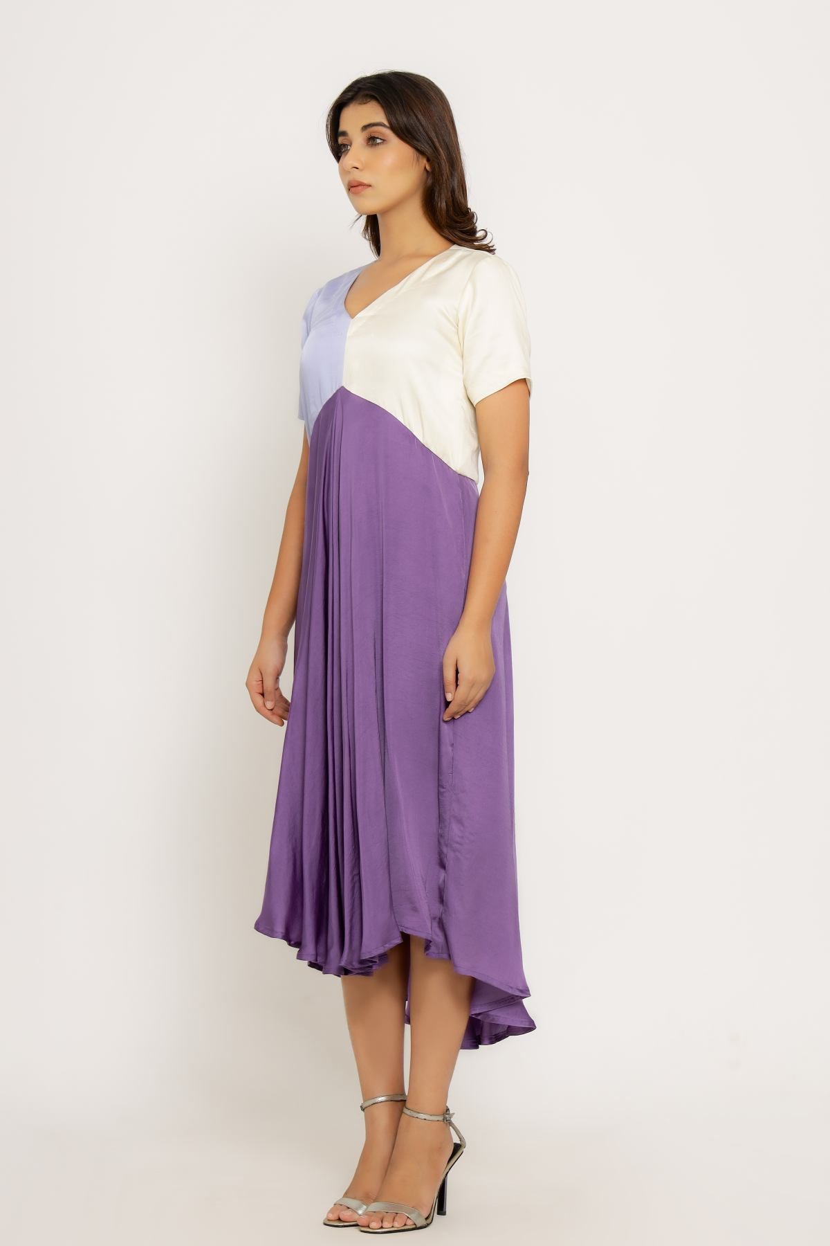 Tri Colorblock Gathered Dress