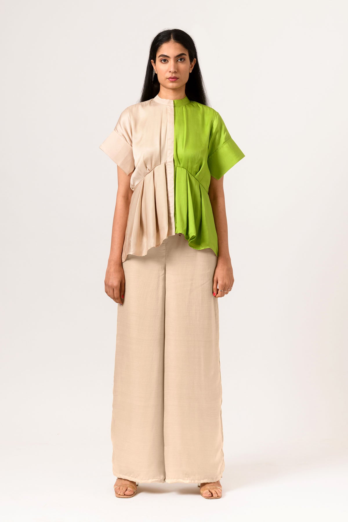 Colour Block Peplum Top