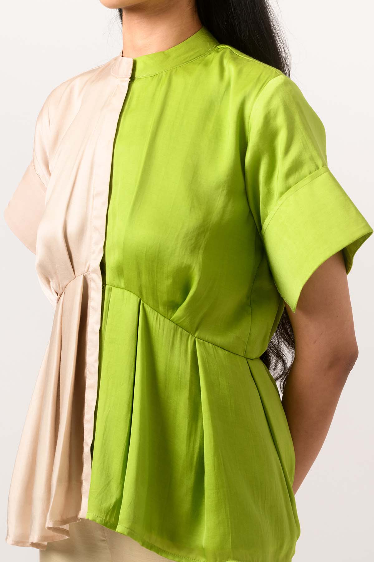 Colour Block Peplum Top