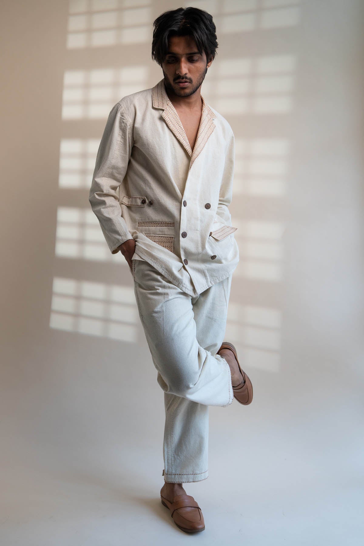 Kora Cotton Lapel Jacket Set