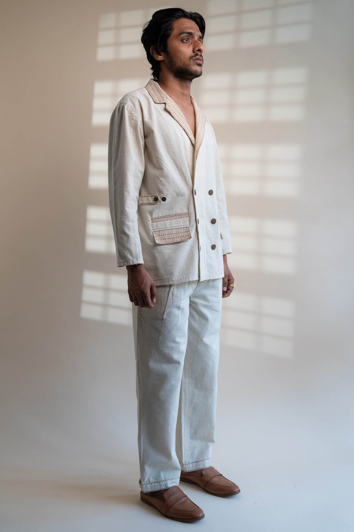 Kora Cotton Lapel Jacket Set