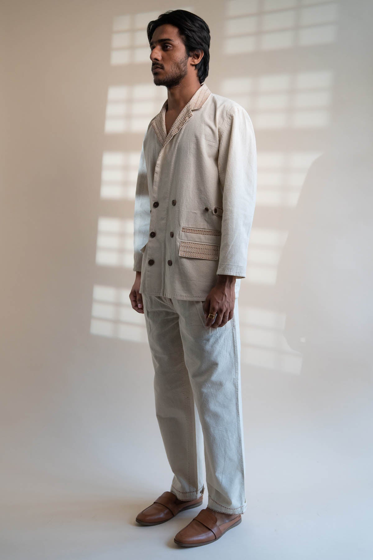 Kora Cotton Lapel Jacket Set