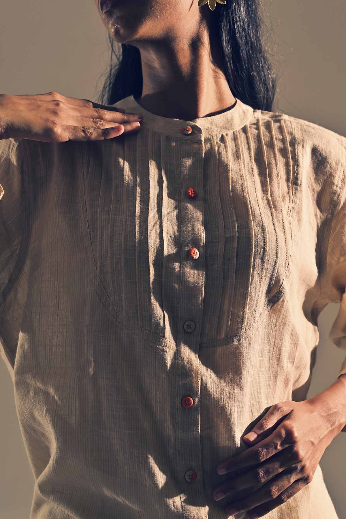 Cotton Pintucks Shirt