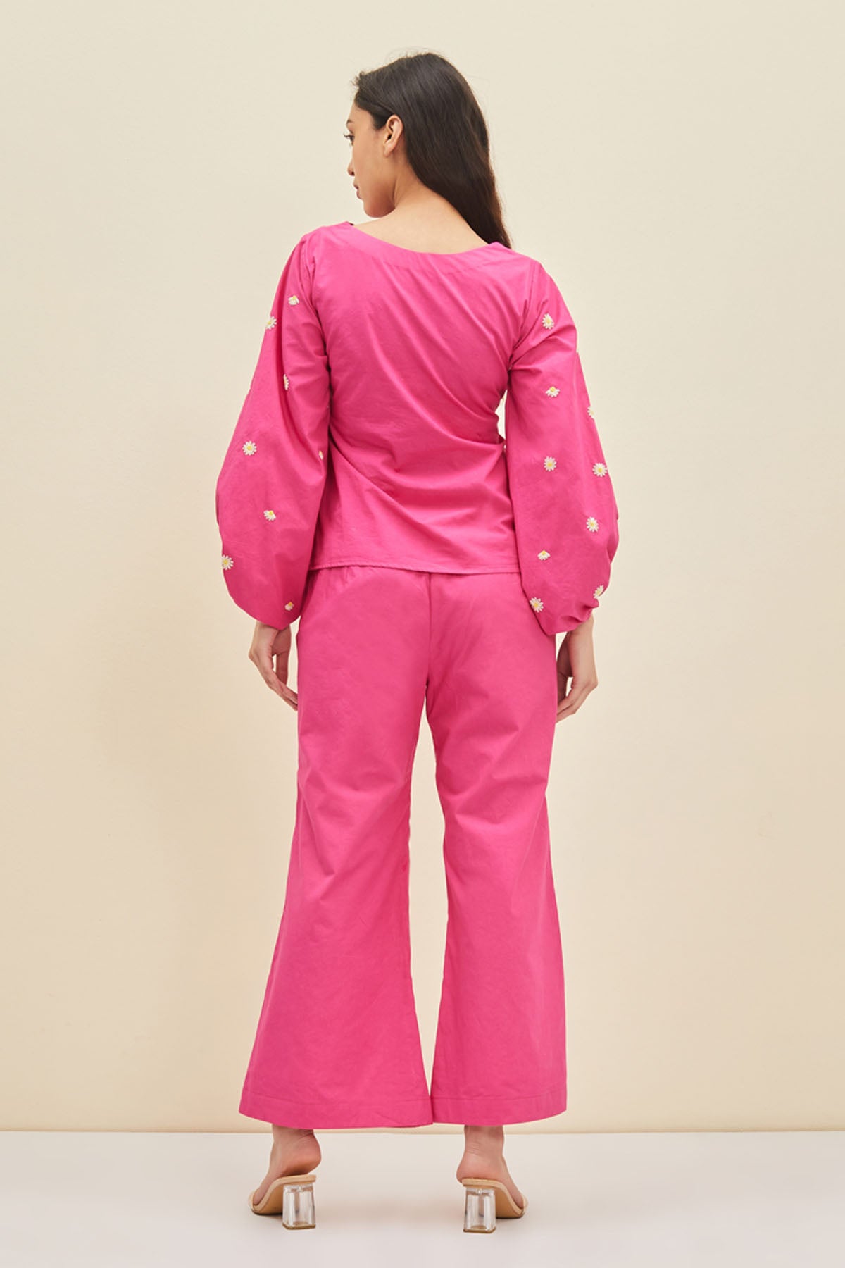 Cotton Poplin Flared Pants