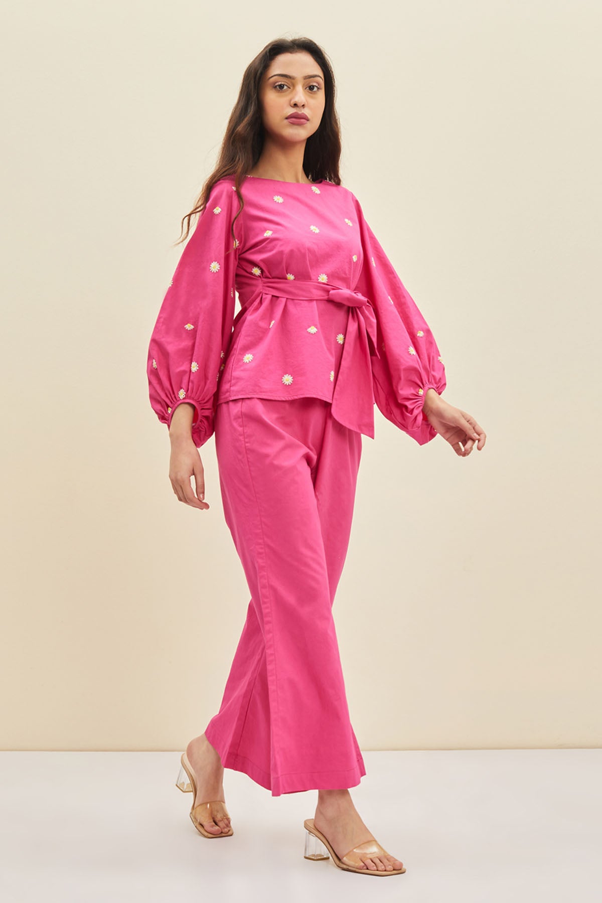 Cotton Poplin Flared Pants