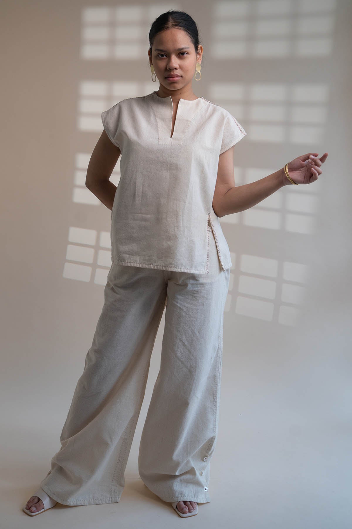 Buy Designer Cotton Top & Slit Pants Set By Lafaani