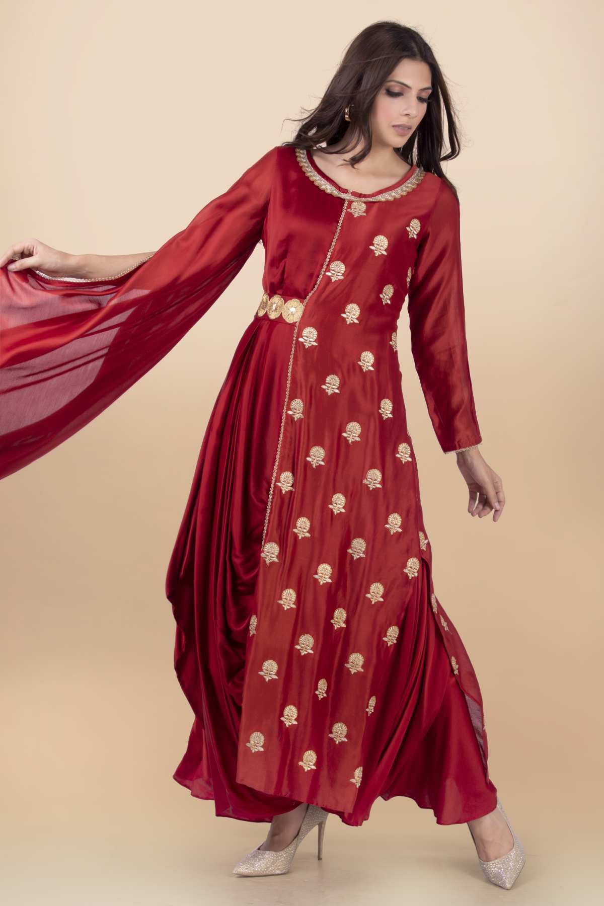 Cowl Draped Dress Gown