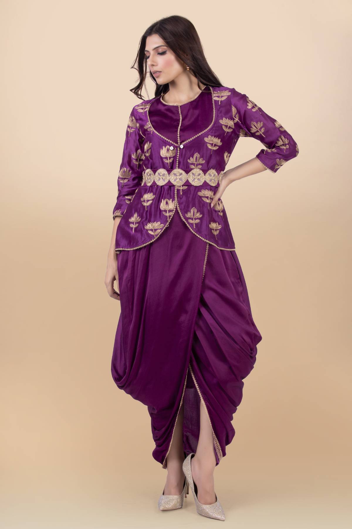 Buy Cowl Draped Dress Set for Women Online