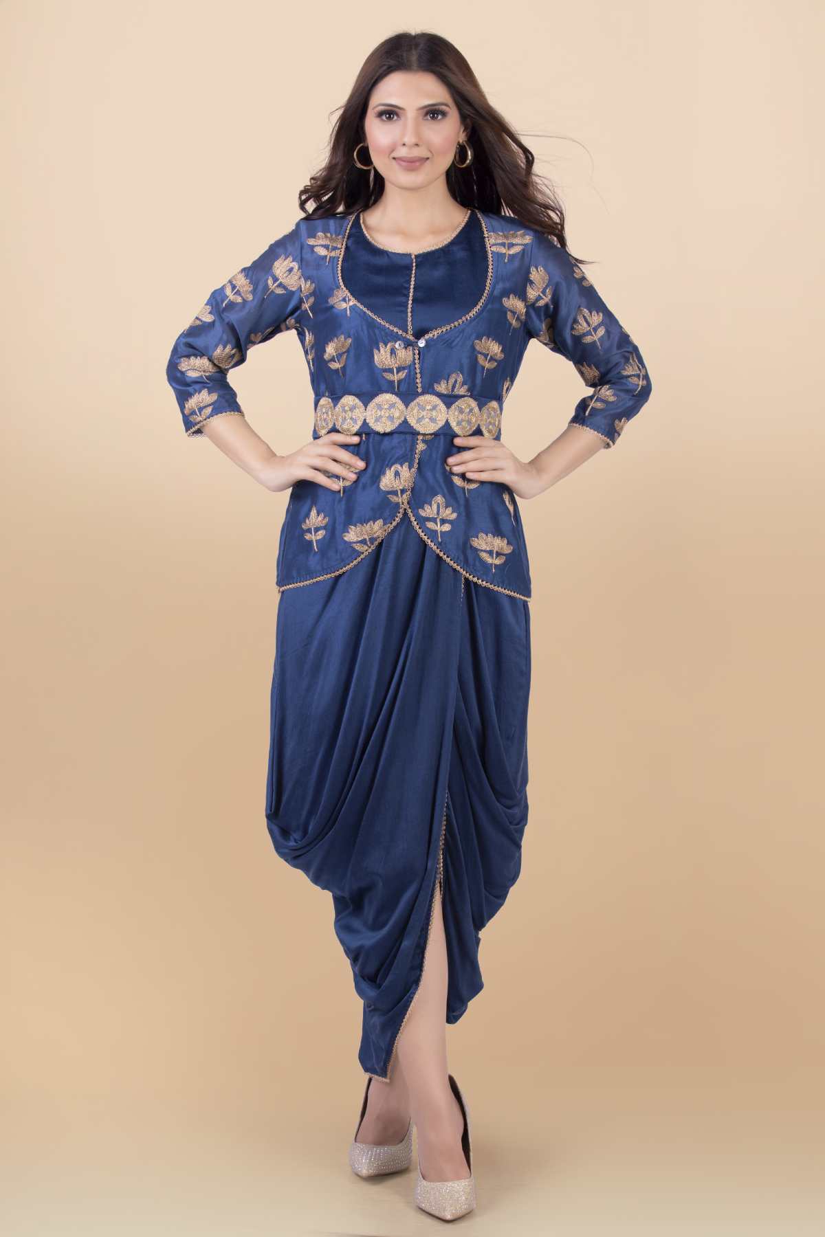 Buy Cowl Draped Dress Set for Women Online