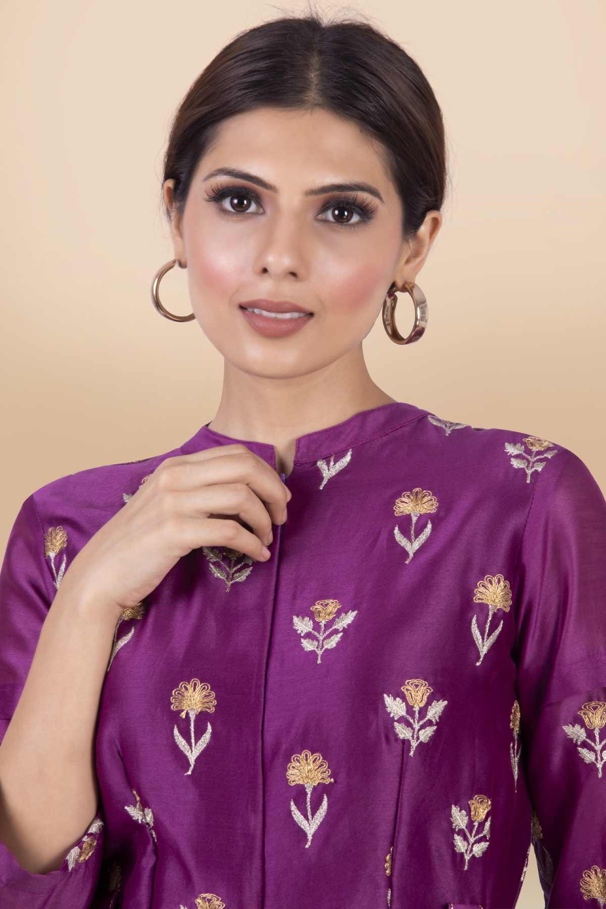 Purple Cowl Draped Jumpsuit