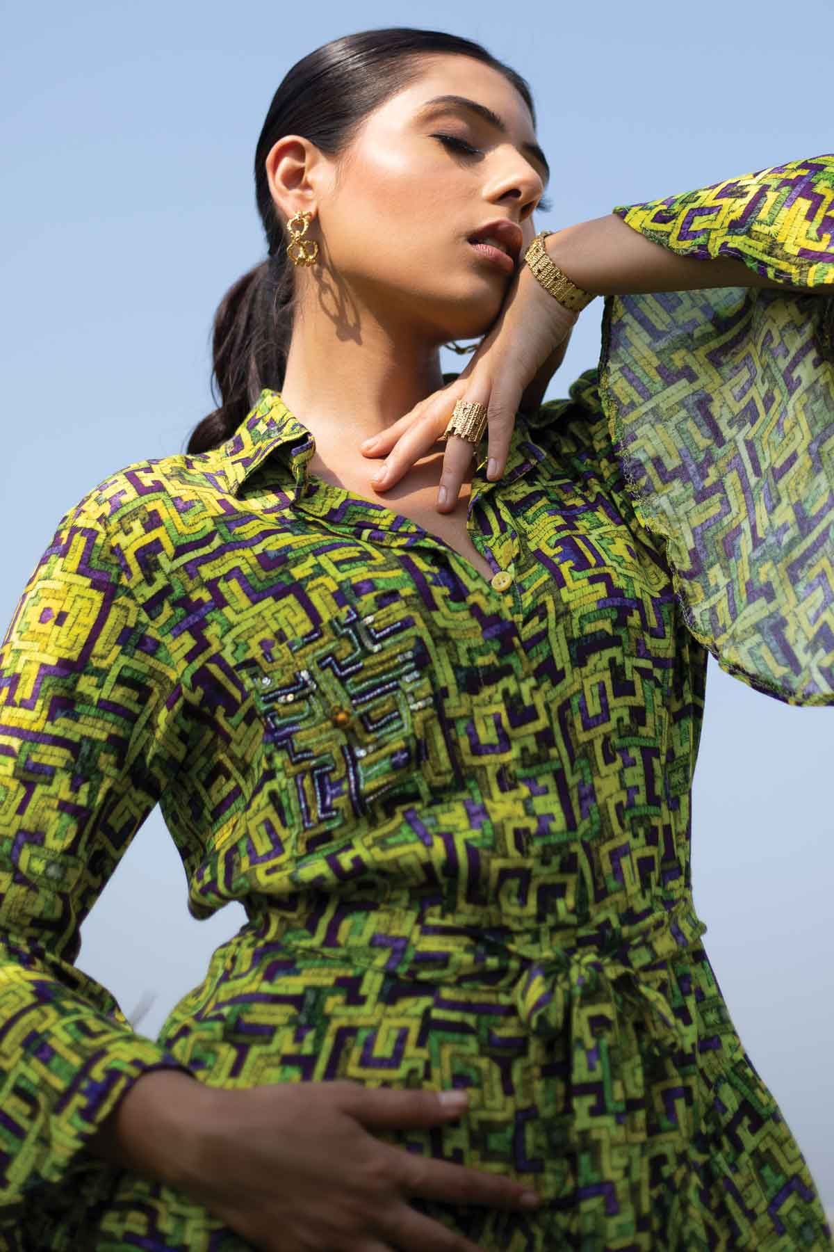 Crepe Ruffle Skirt Dress