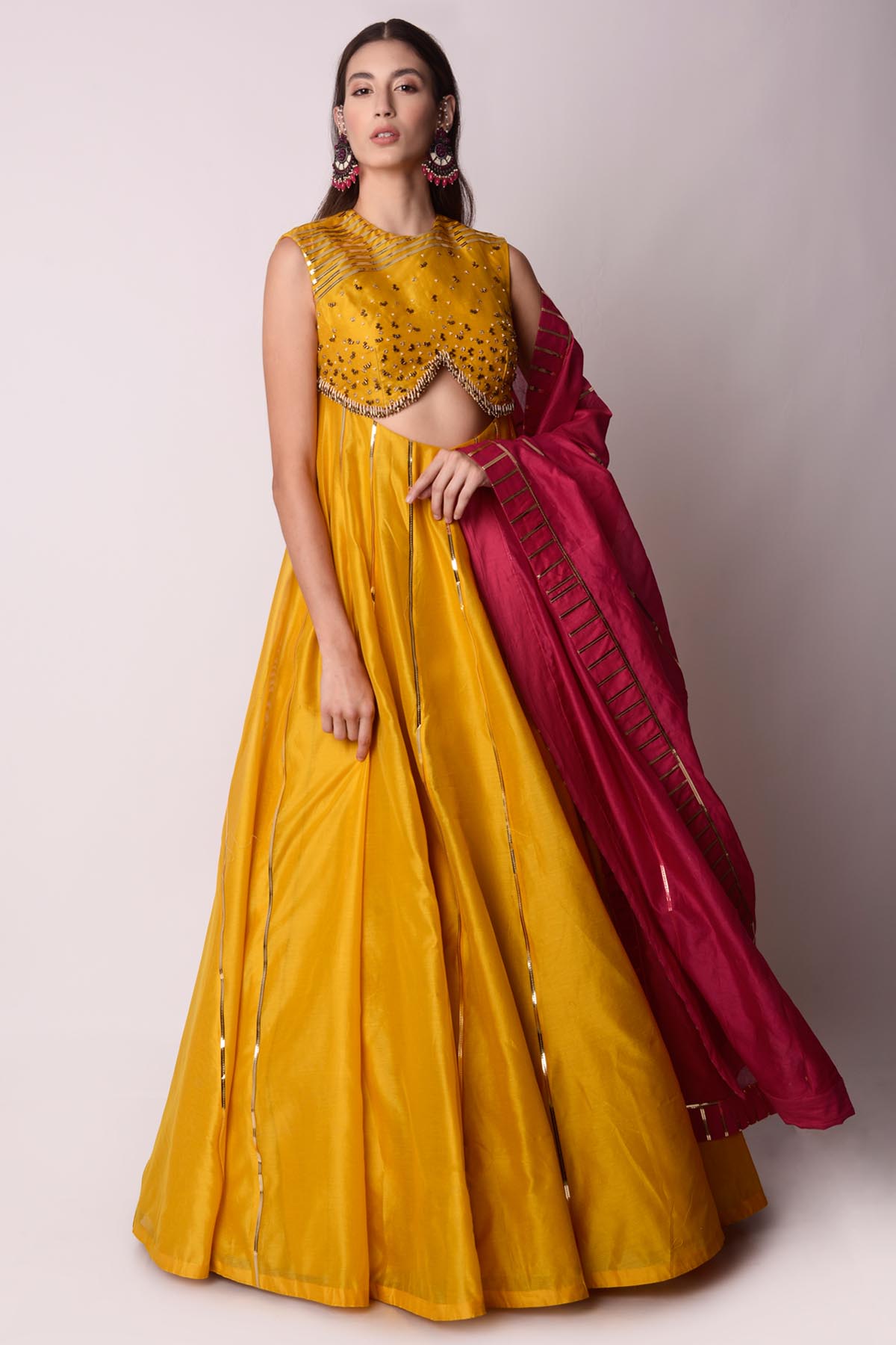 Cutout Chanderi Kalidar Set