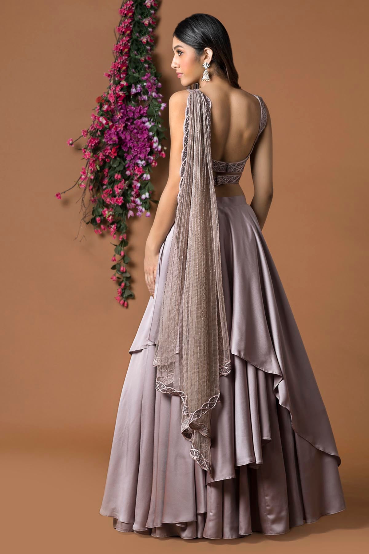 Cutout Layered Lehenga Set