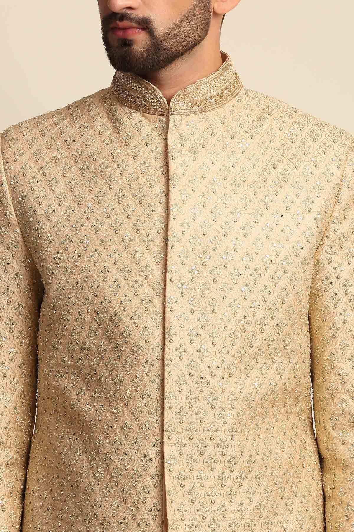 Dori Raw Silk Sherwani Set