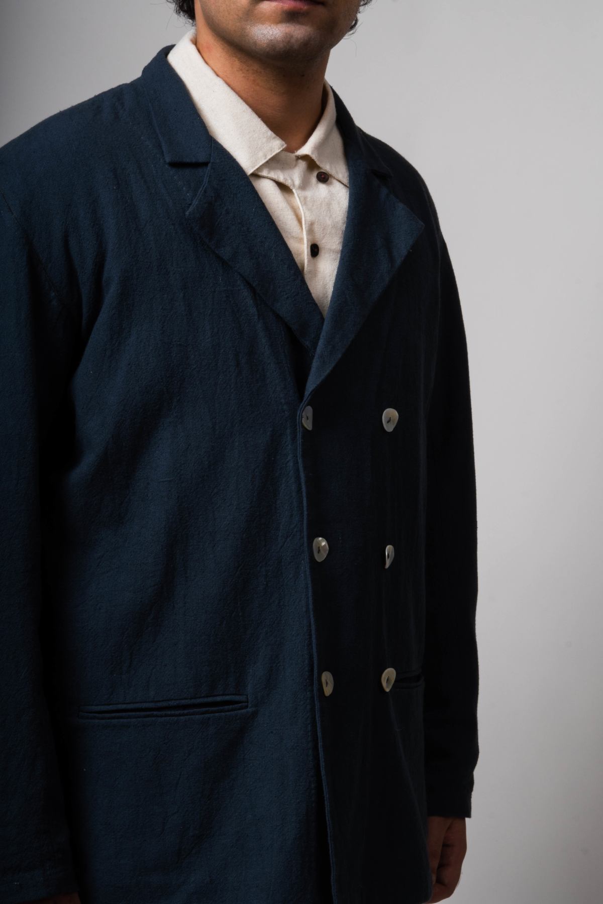 Grey Cotton Full Sleeves Jacket