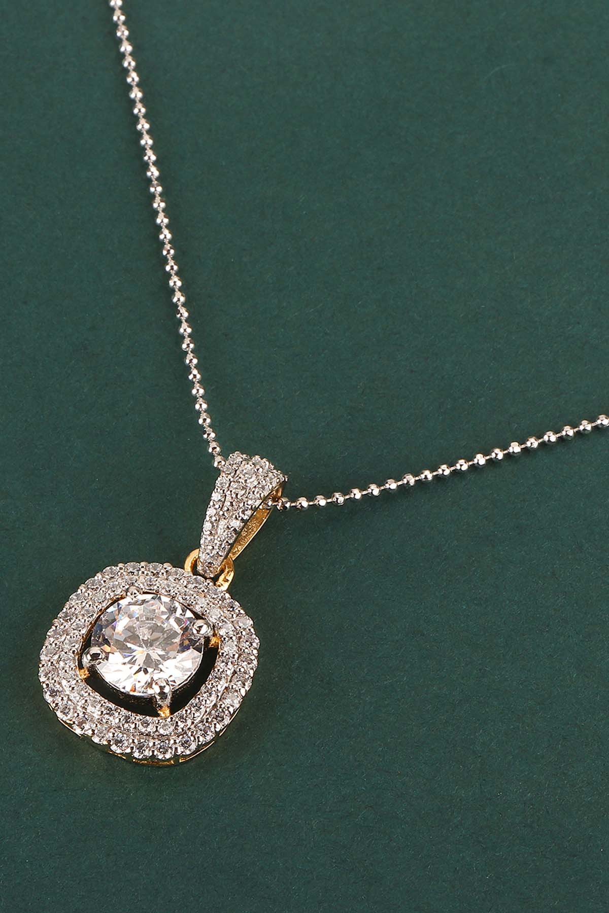 Double Halo Pendant Set