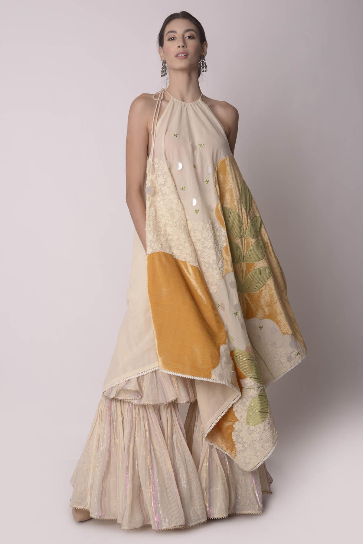 Ivory Double Layered Sharara Set