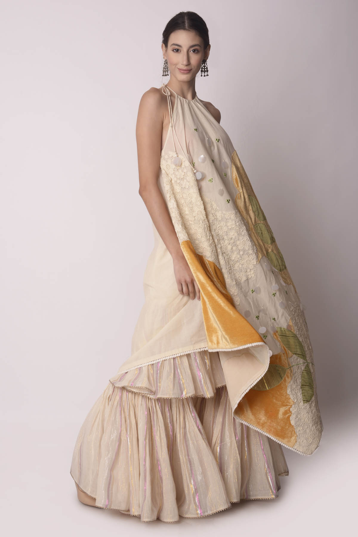 Ivory Double Layered Sharara Set