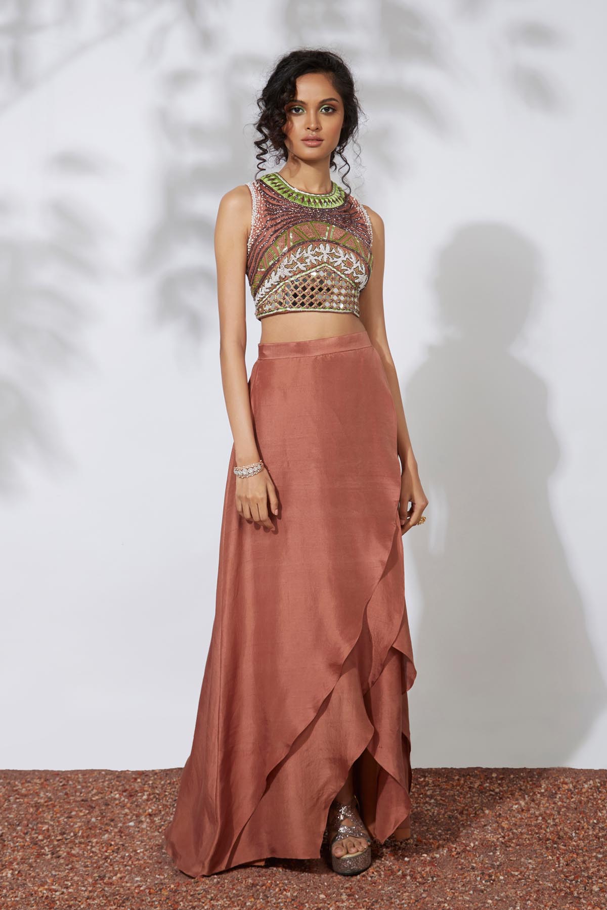 Ochre Blouse & Layered Skirt