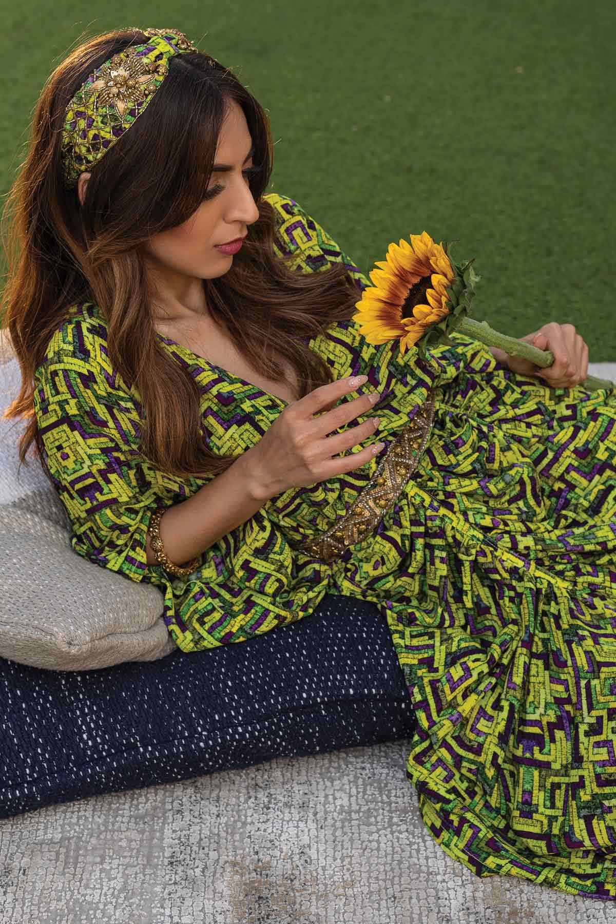 Draped Belted Dress Gown