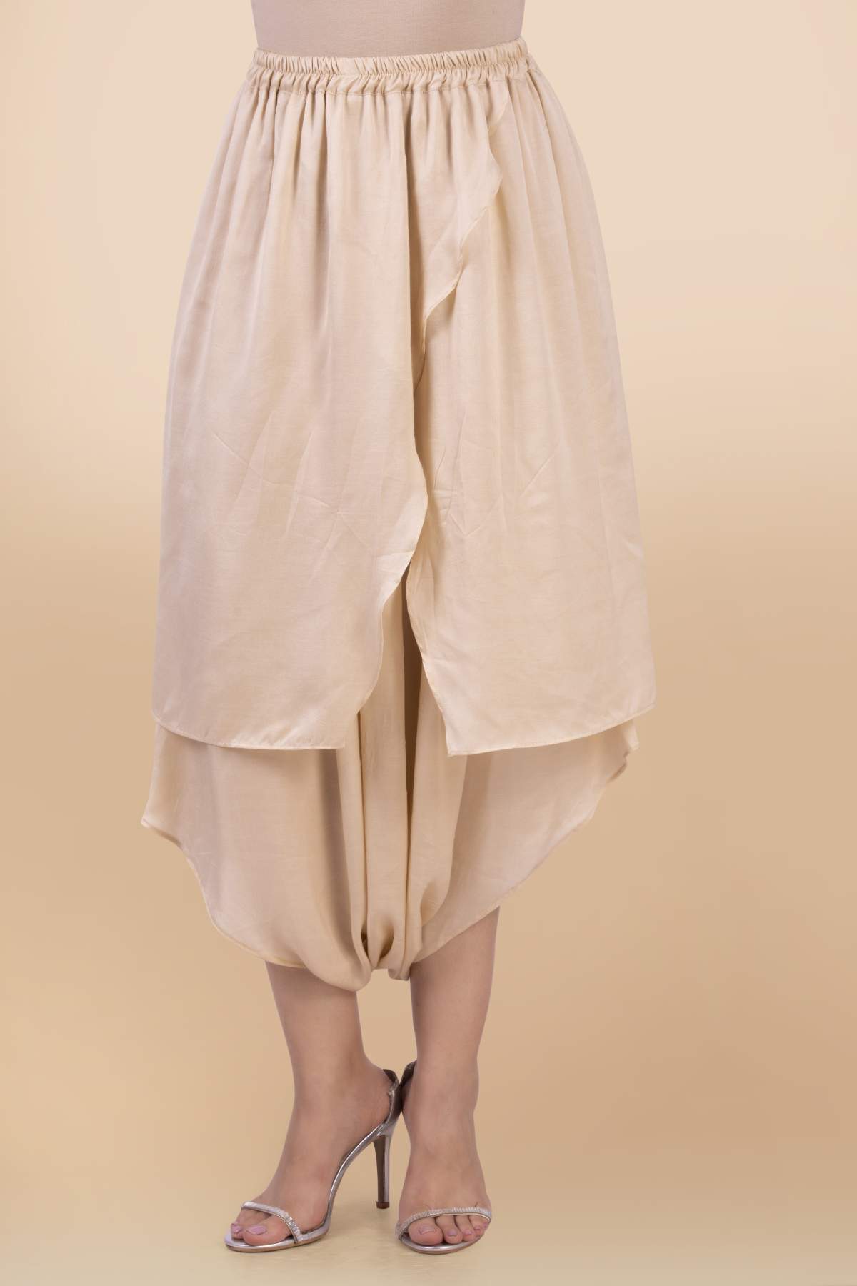 Cream Layered Dhoti Set & Belt