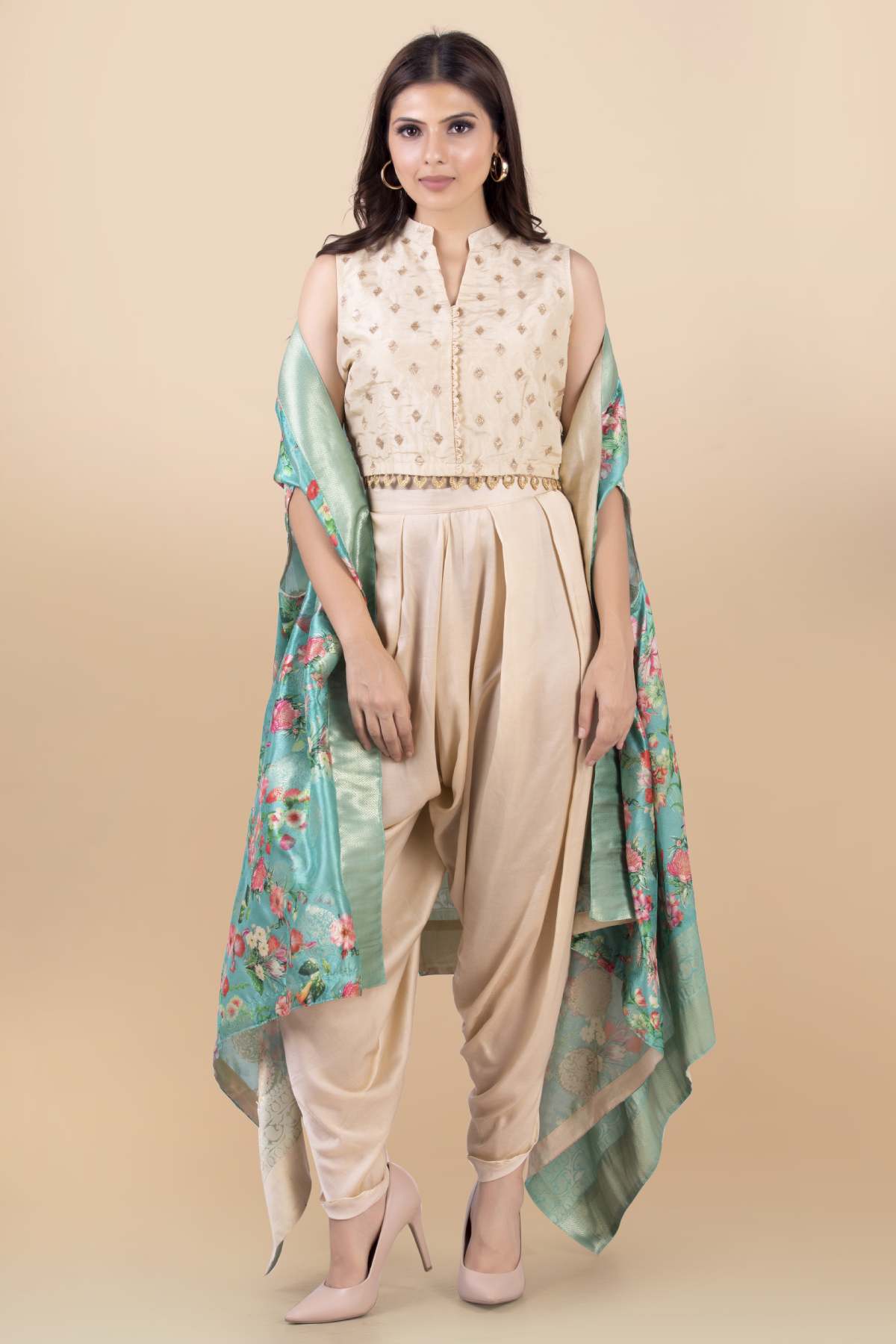 Buy Draped Jacket Dhoti Set for Women Online
