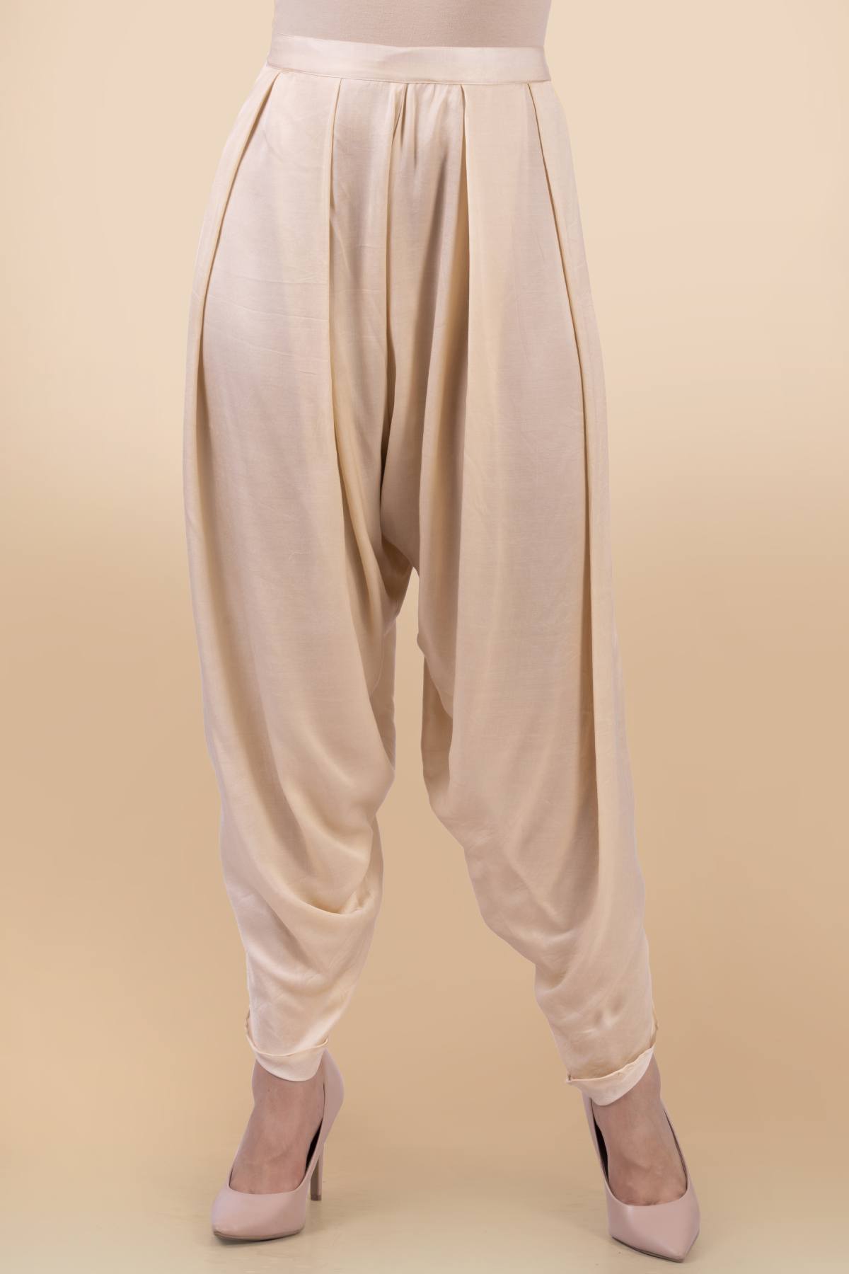 Cream Modal Satin Jacket Set