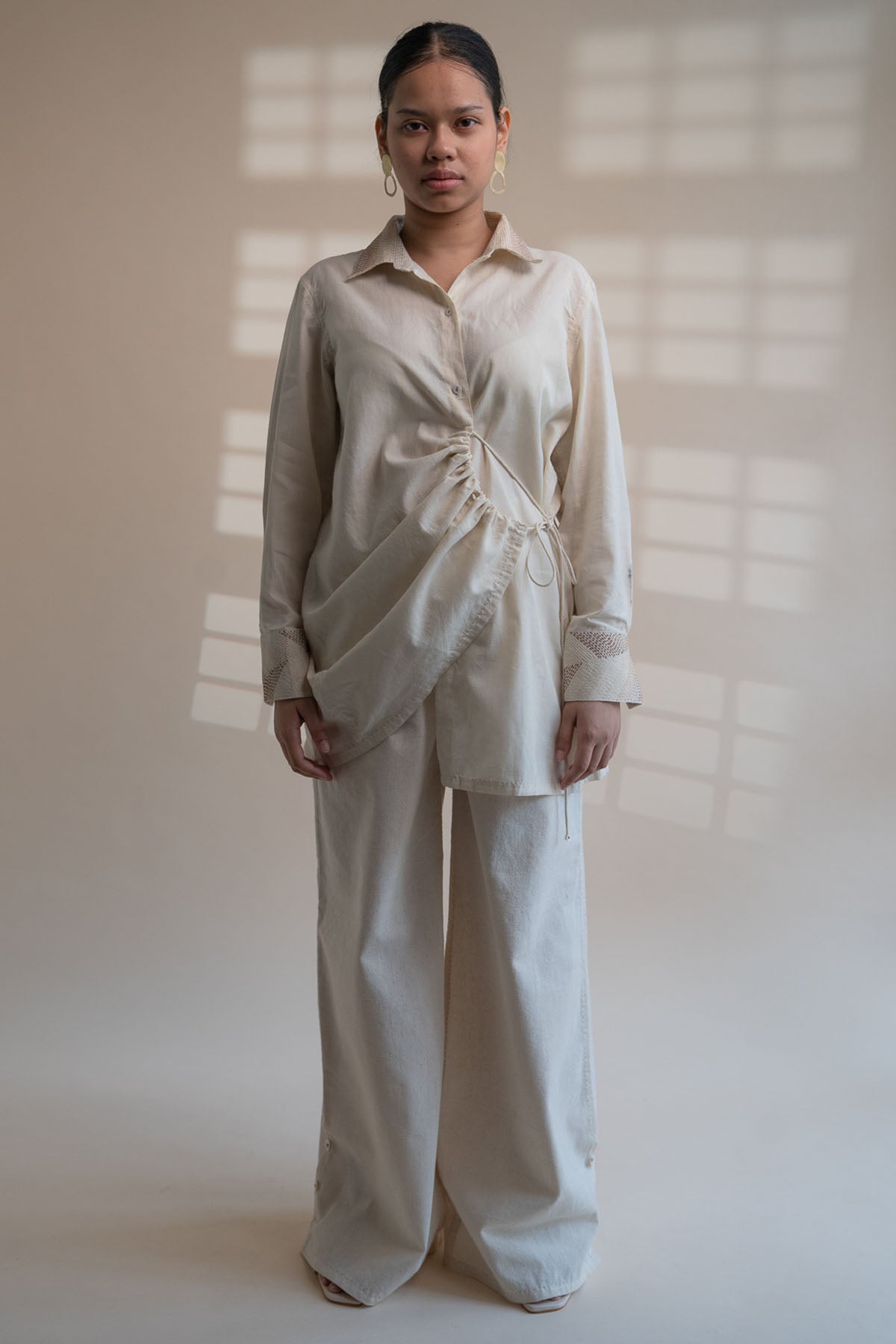 Buy Designer Draped Kantha Shirt By Lafaani