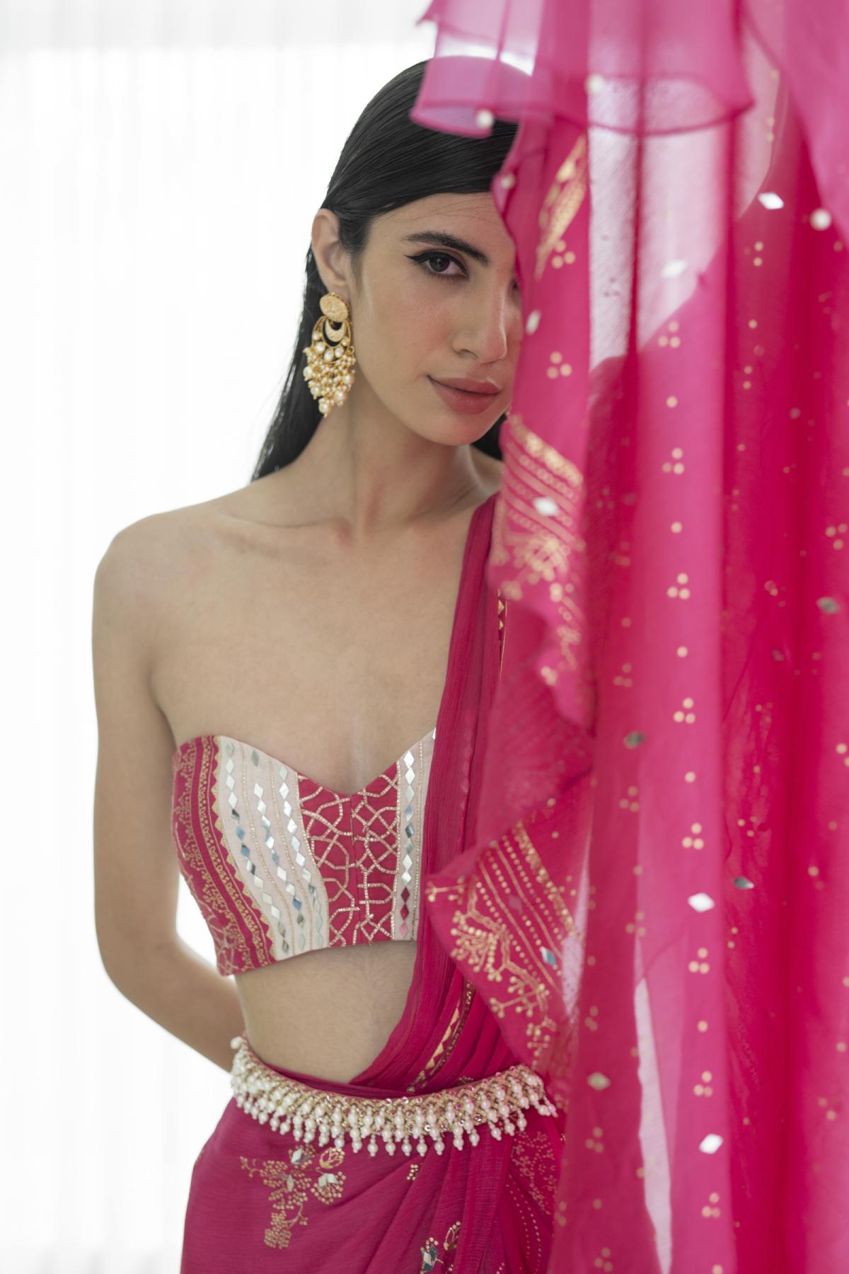 Draped Lehenga Saree Set