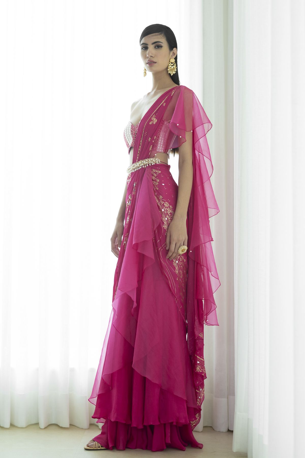 Draped Lehenga Saree Set
